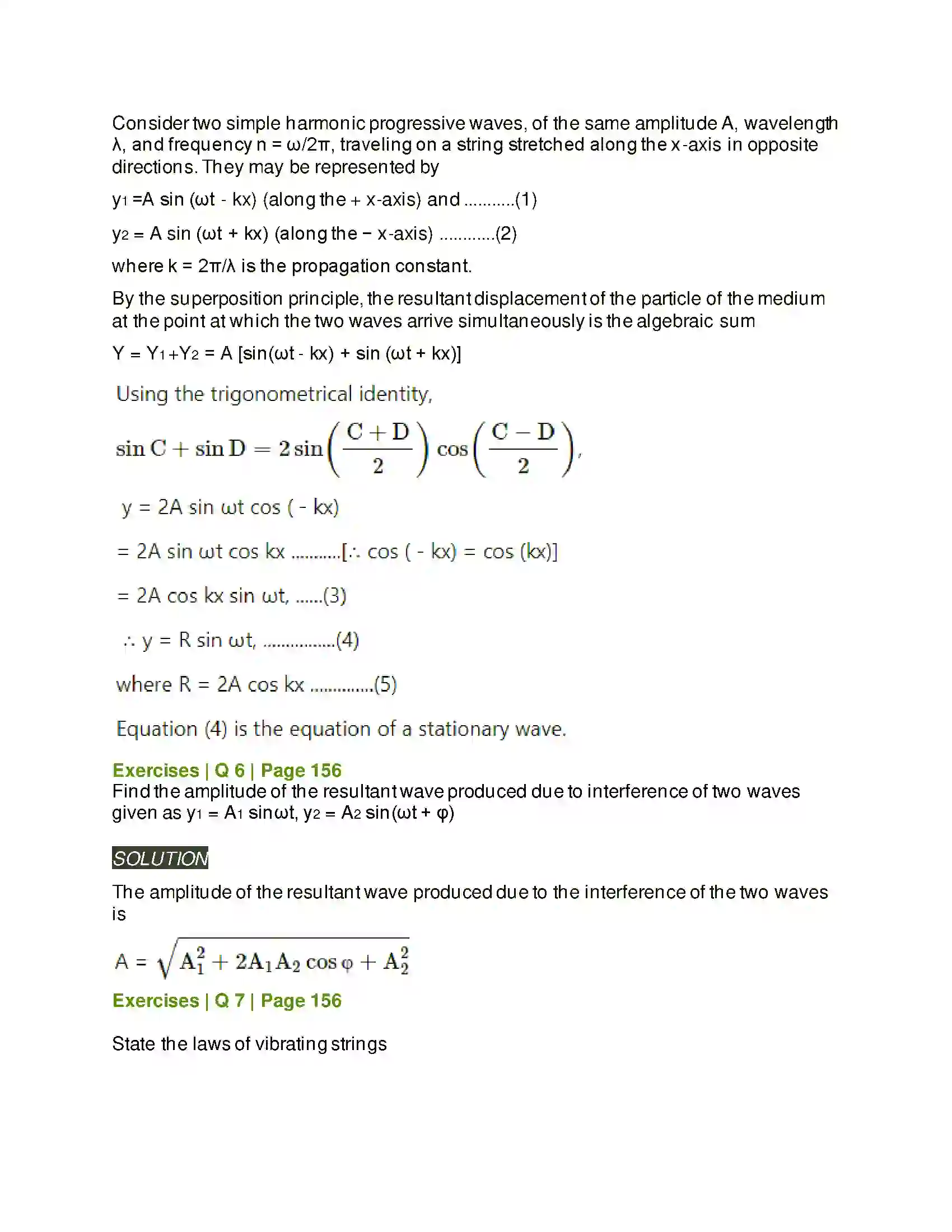 Maharashtra Board Class 12th Physics Superposition of Waves Solution 7