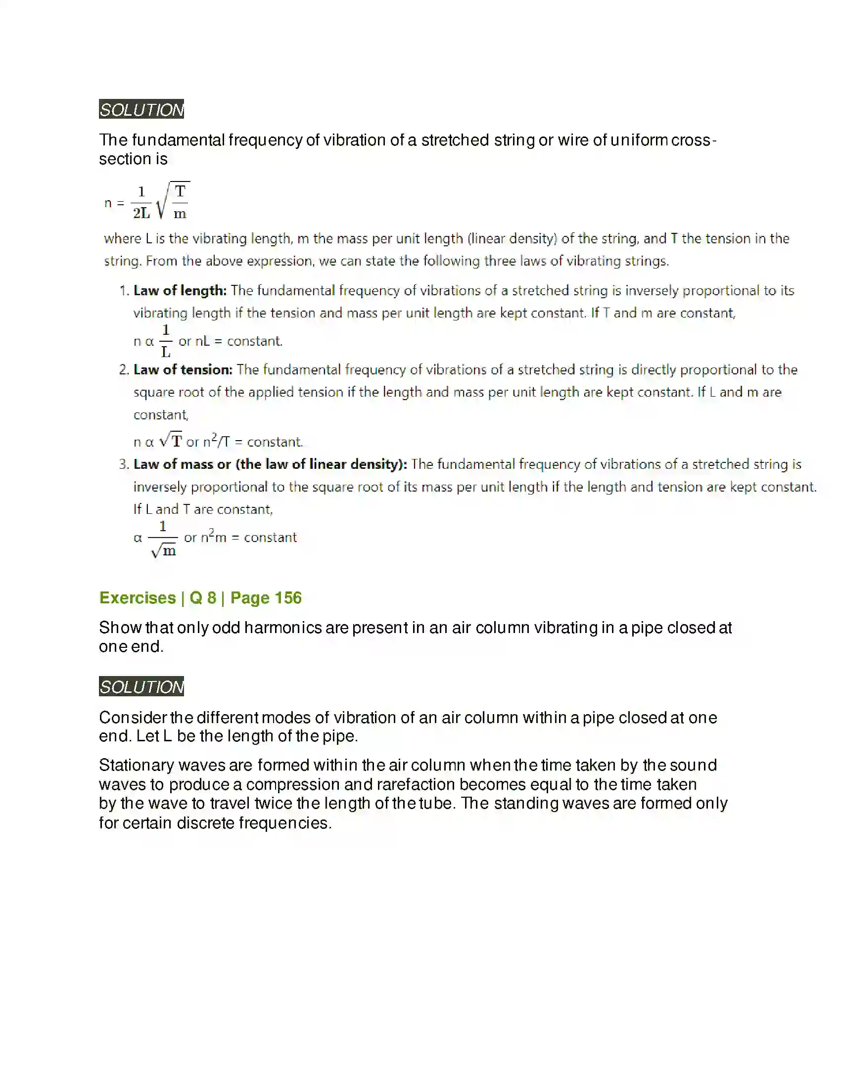 Maharashtra Board Class 12th Physics Superposition of Waves Solution 8