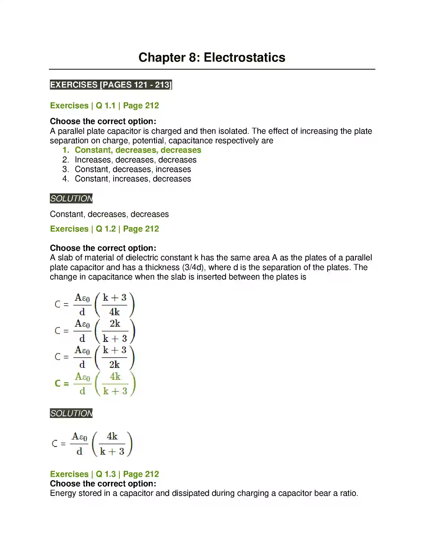 Maharashtra Board Class 12th Physics Electrostatics Solution 1