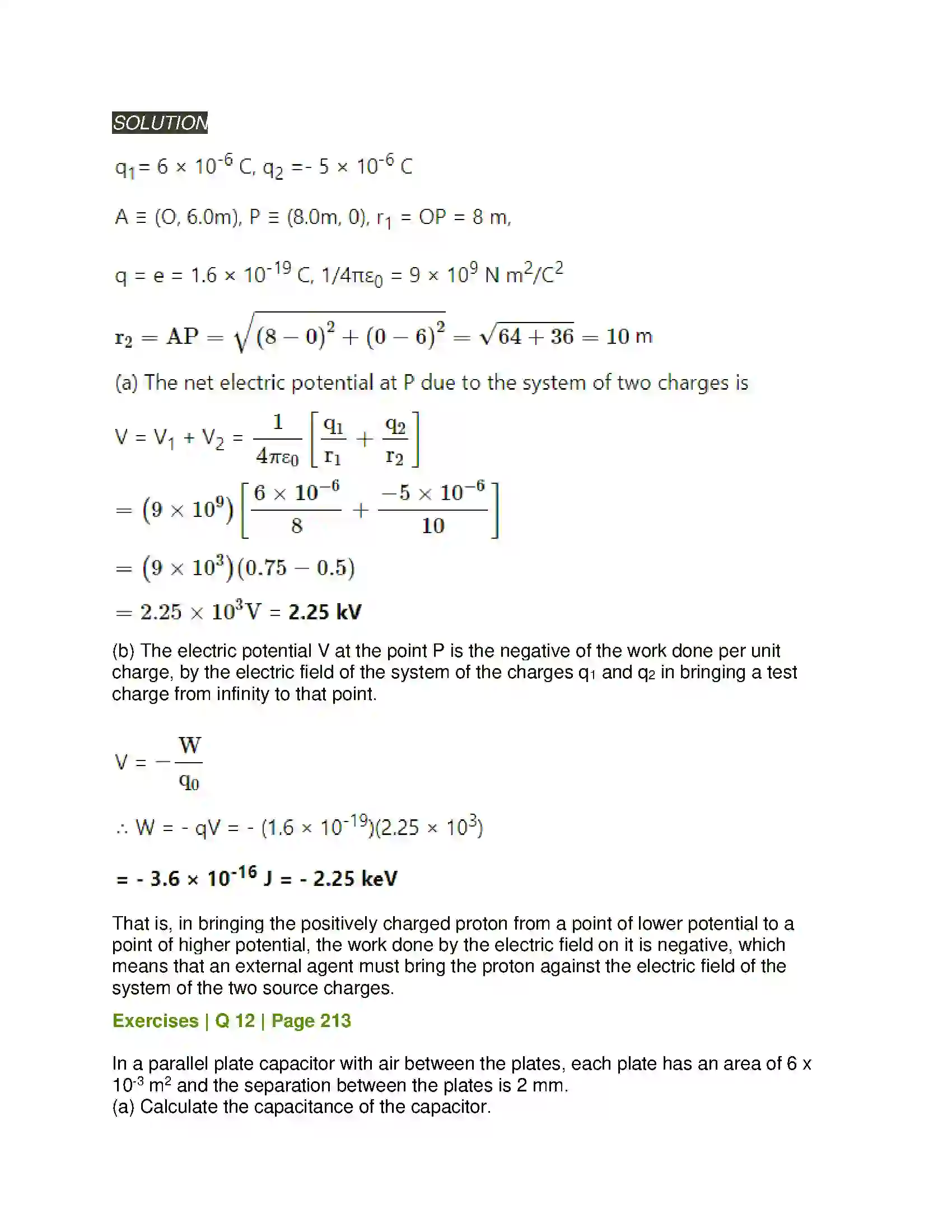 Maharashtra Board Class 12th Physics Electrostatics Solution 12