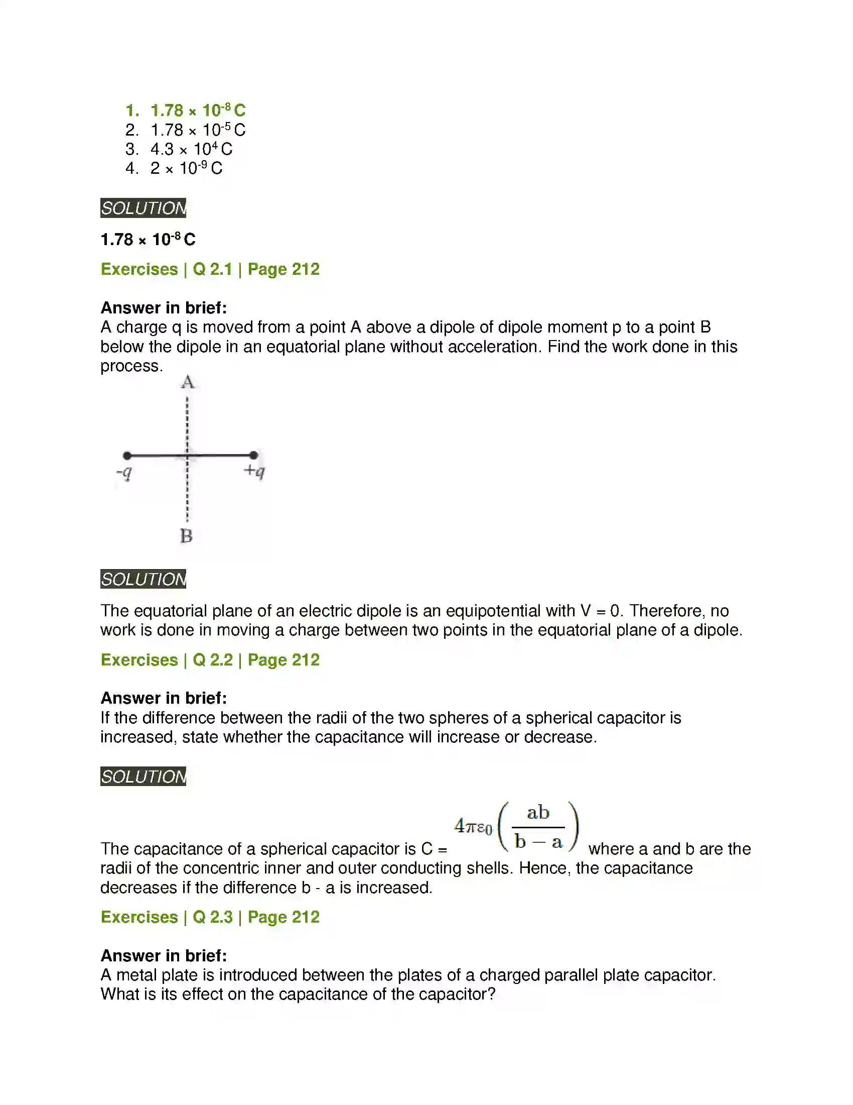 Maharashtra Board Class 12th Physics Electrostatics Solution 3