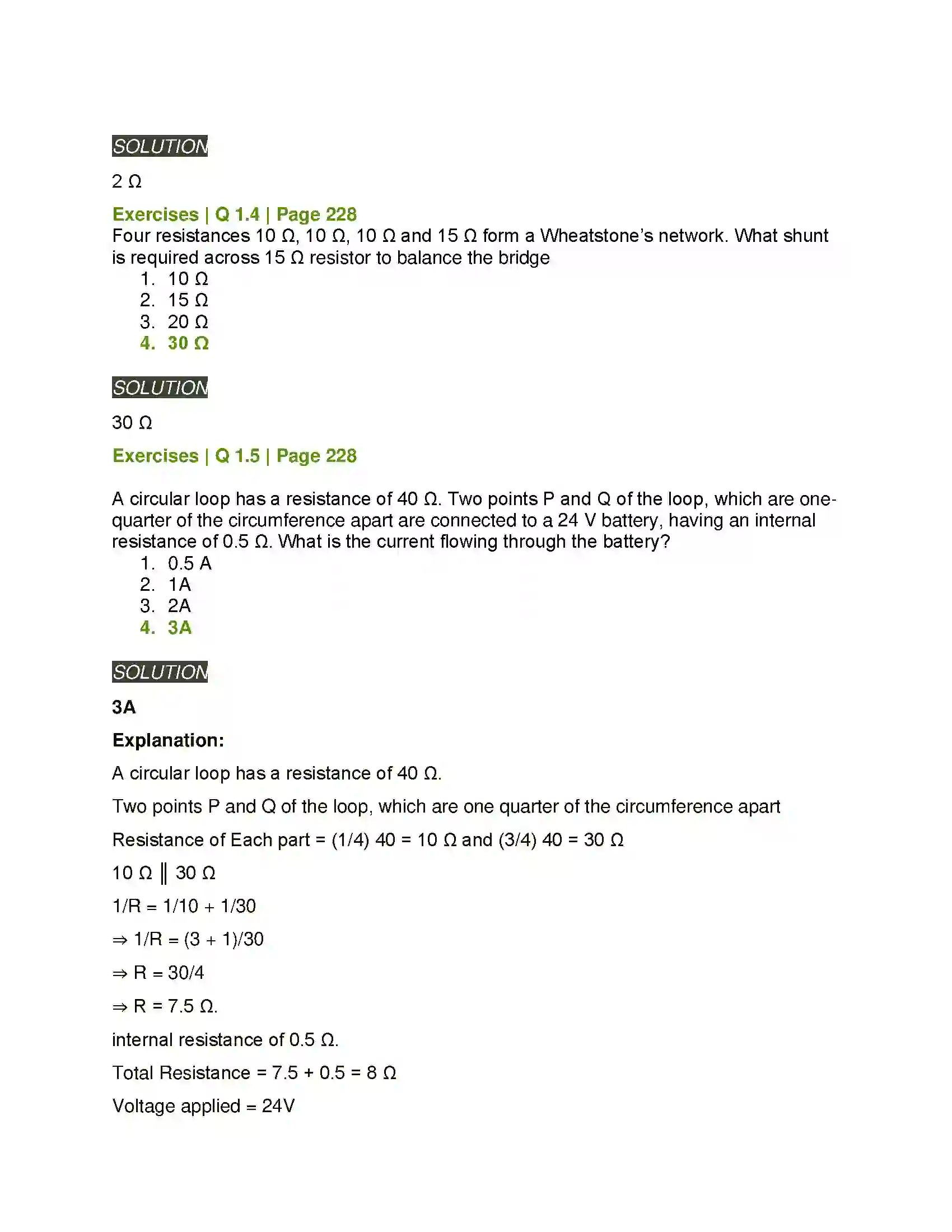 Maharashtra Board Class 12th Physics Current Electricity Solution 2