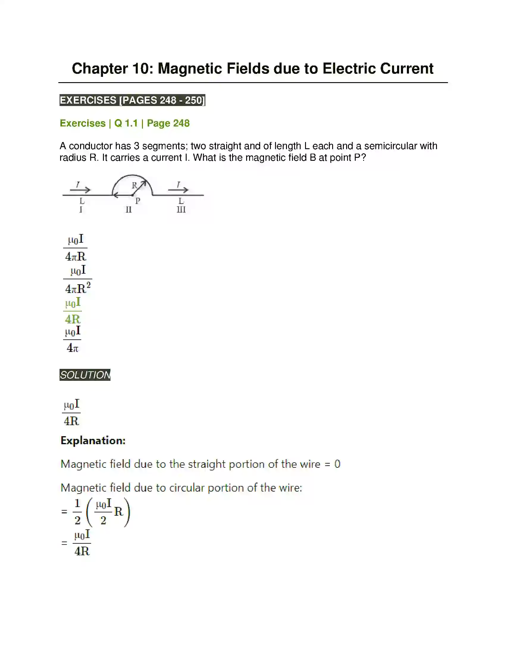 Maharashtra Board Class 12th Physics Magnetic Fields due to Electric Current Solution 1