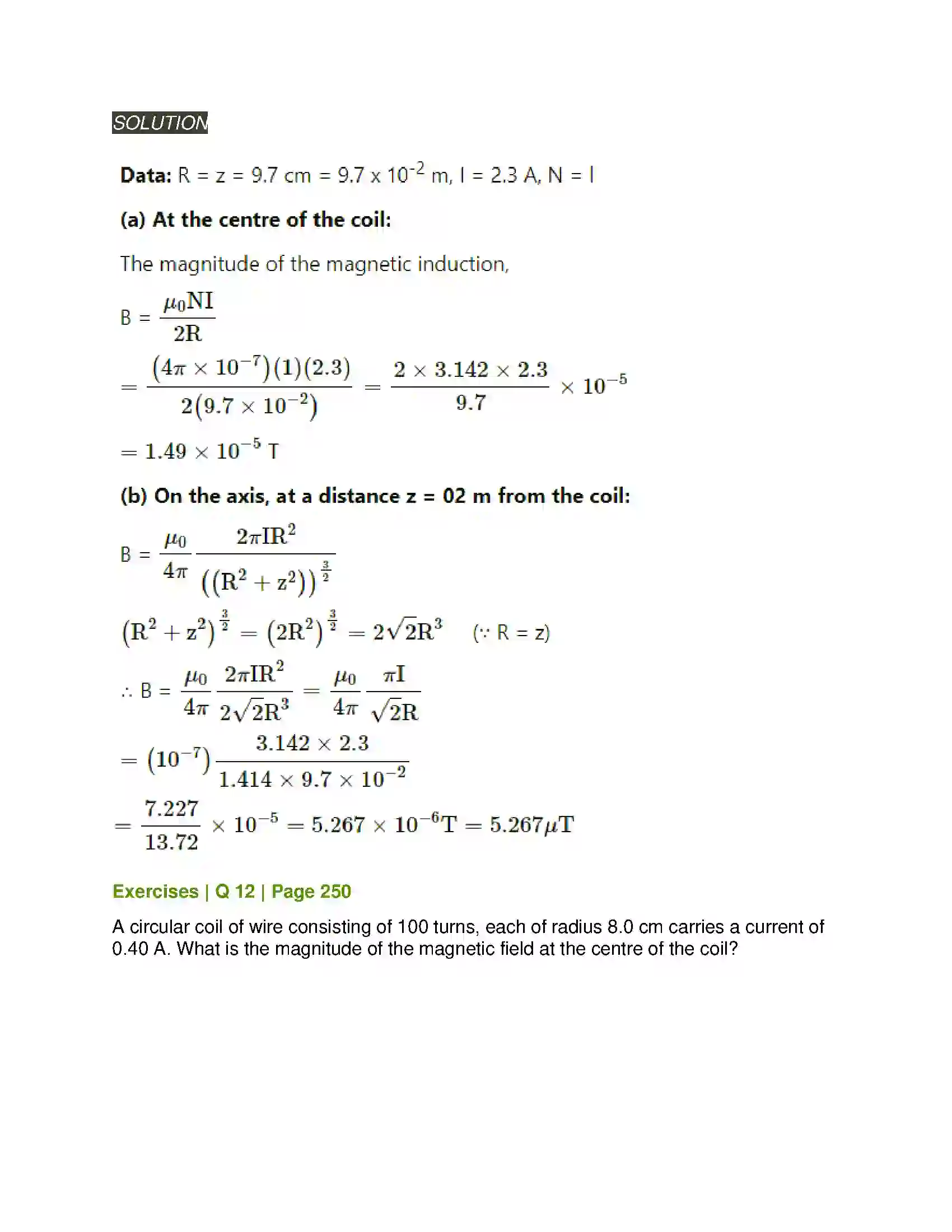 Maharashtra Board Class 12th Physics Magnetic Fields due to Electric Current Solution 10
