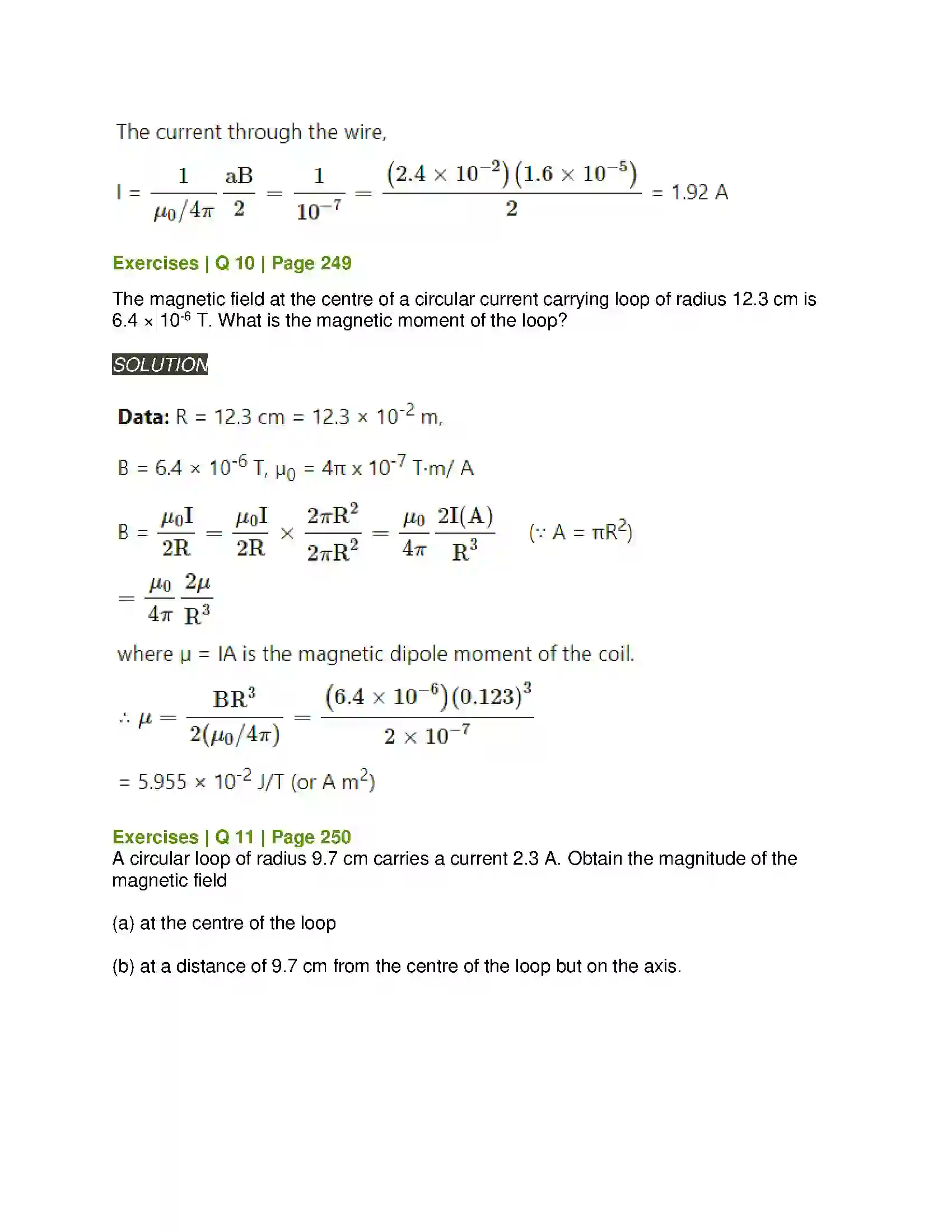 Maharashtra Board Class 12th Physics Magnetic Fields due to Electric Current Solution 9