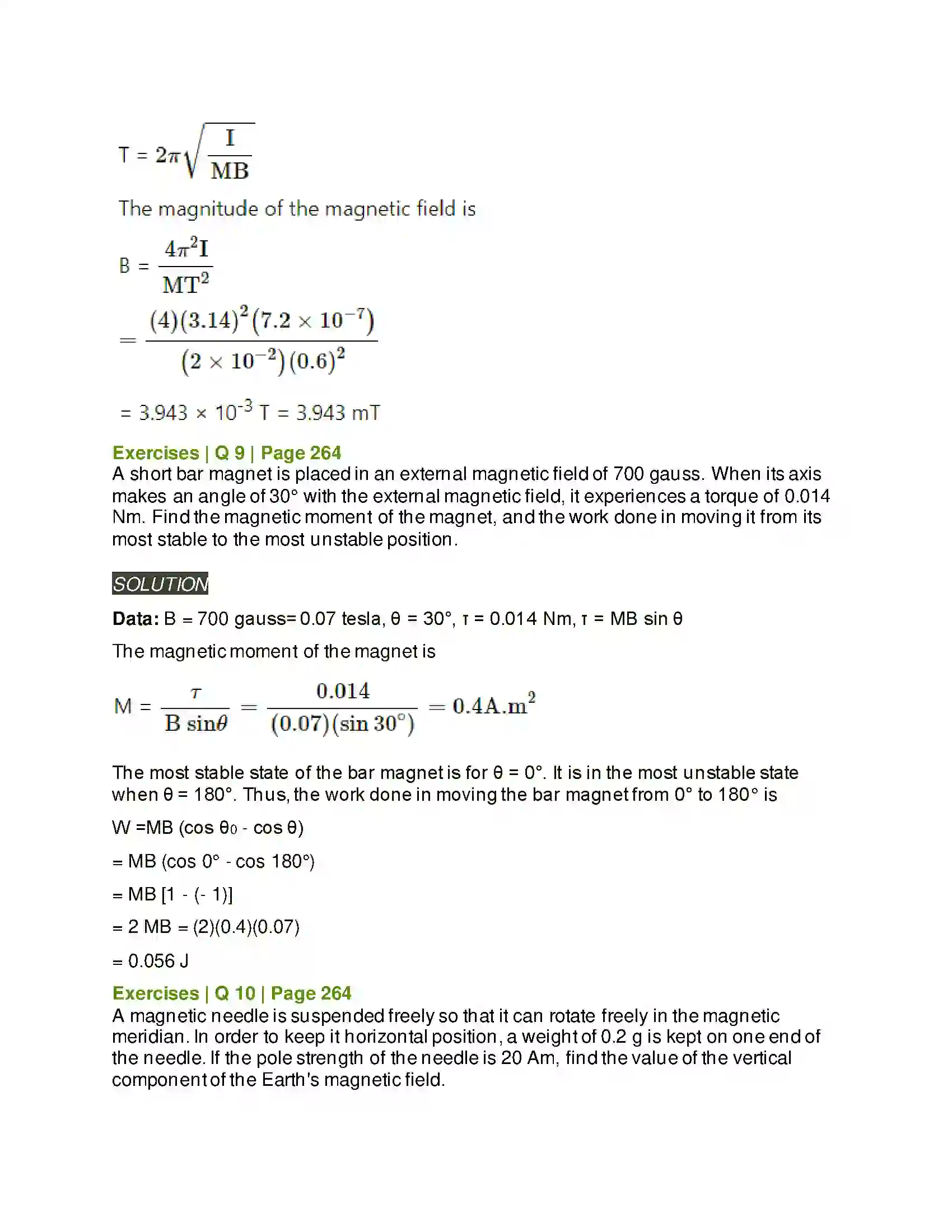 Maharashtra Board Class 12th Physics Magnetic Materials Solution 12