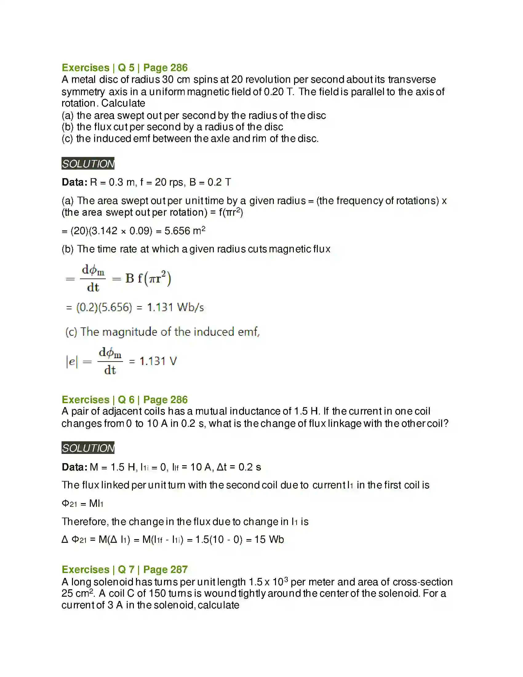 Maharashtra Board Class 12th Physics Electromagnetic induction Solution 6
