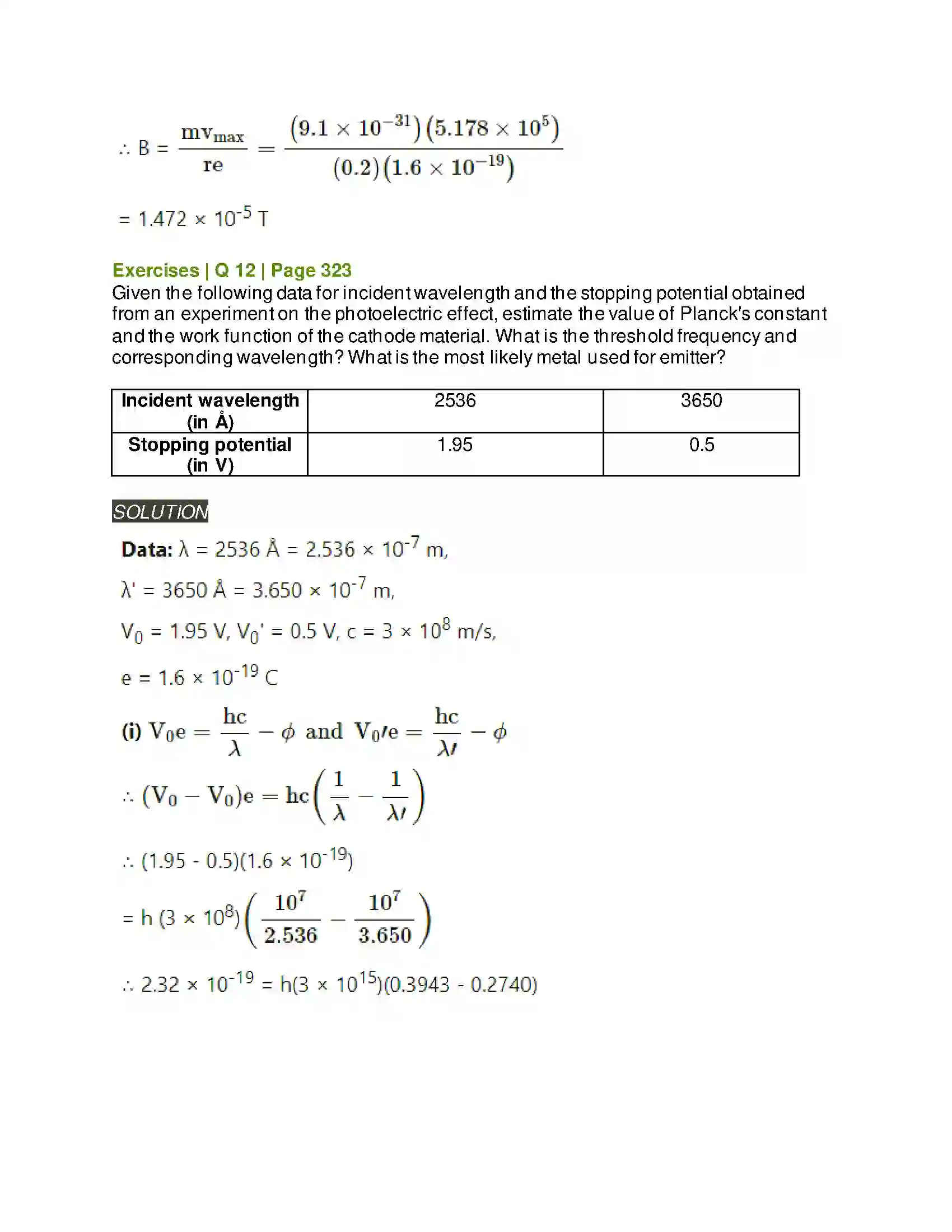 Maharashtra Board Class 12th Physics Dual Nature of Radiation and Matter Solution 10