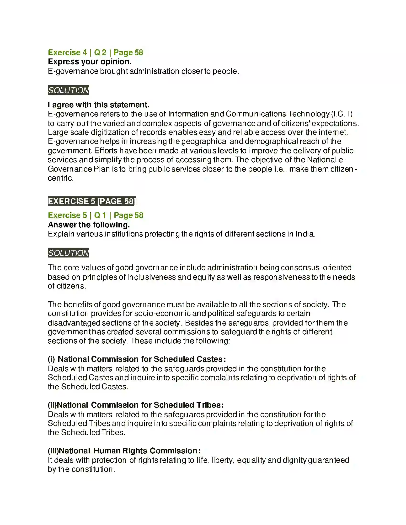 Maharashtra Board Class 12th Political Science Contemporary India Good Governance Solution 4