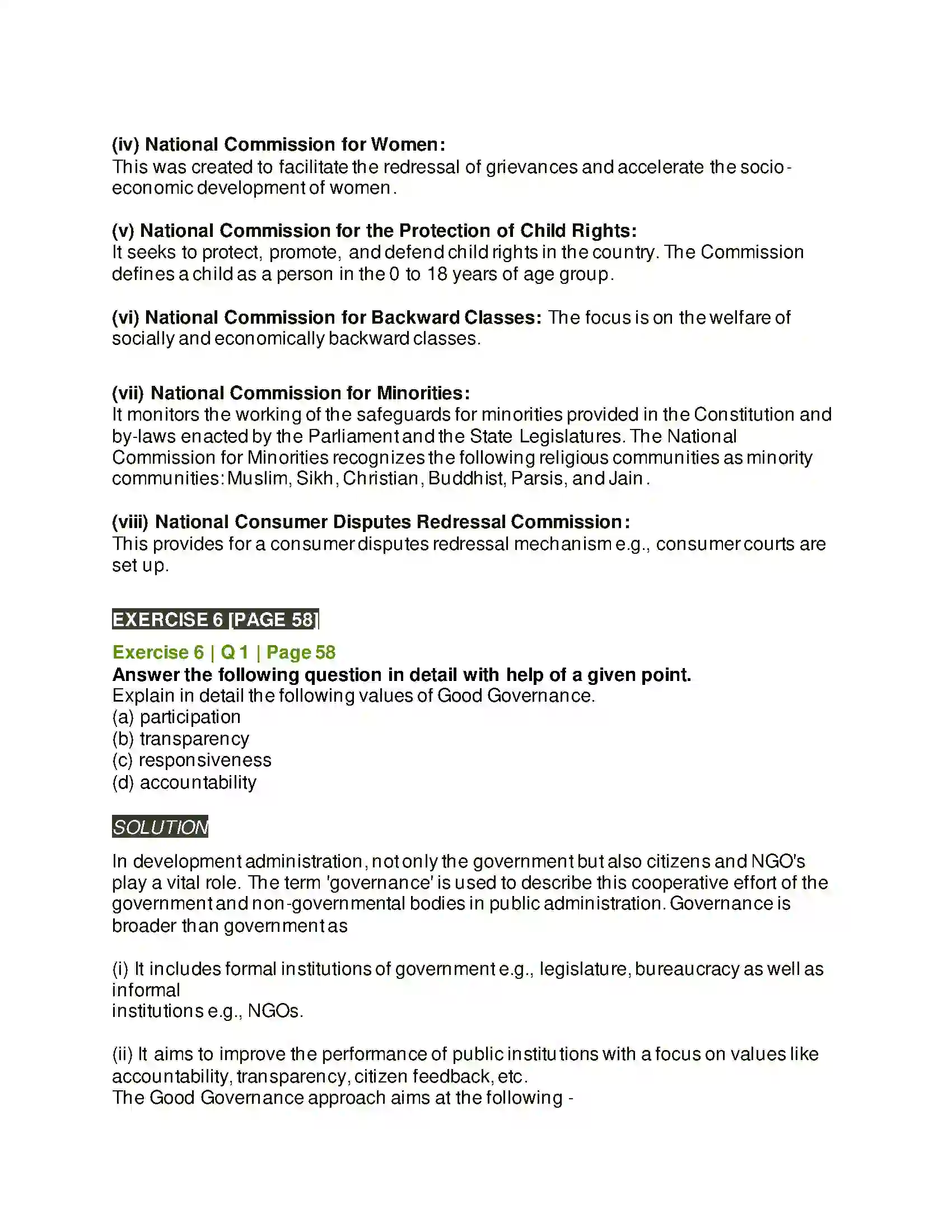 Maharashtra Board Class 12th Political Science Contemporary India Good Governance Solution 5