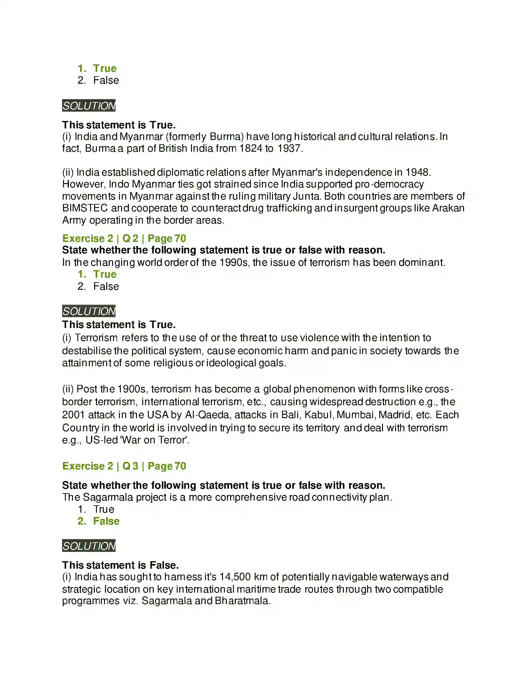 Maharashtra Board Class 12th Political Science India and the World Solution 2
