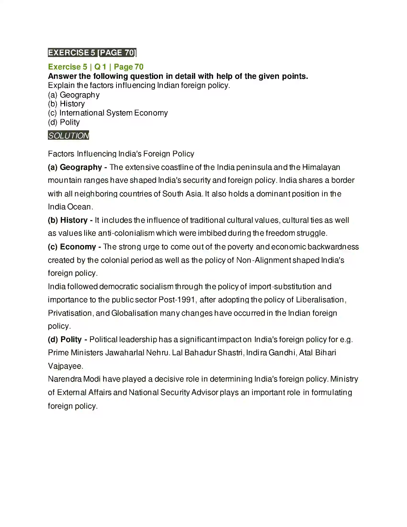 Maharashtra Board Class 12th Political Science India and the World Solution 5