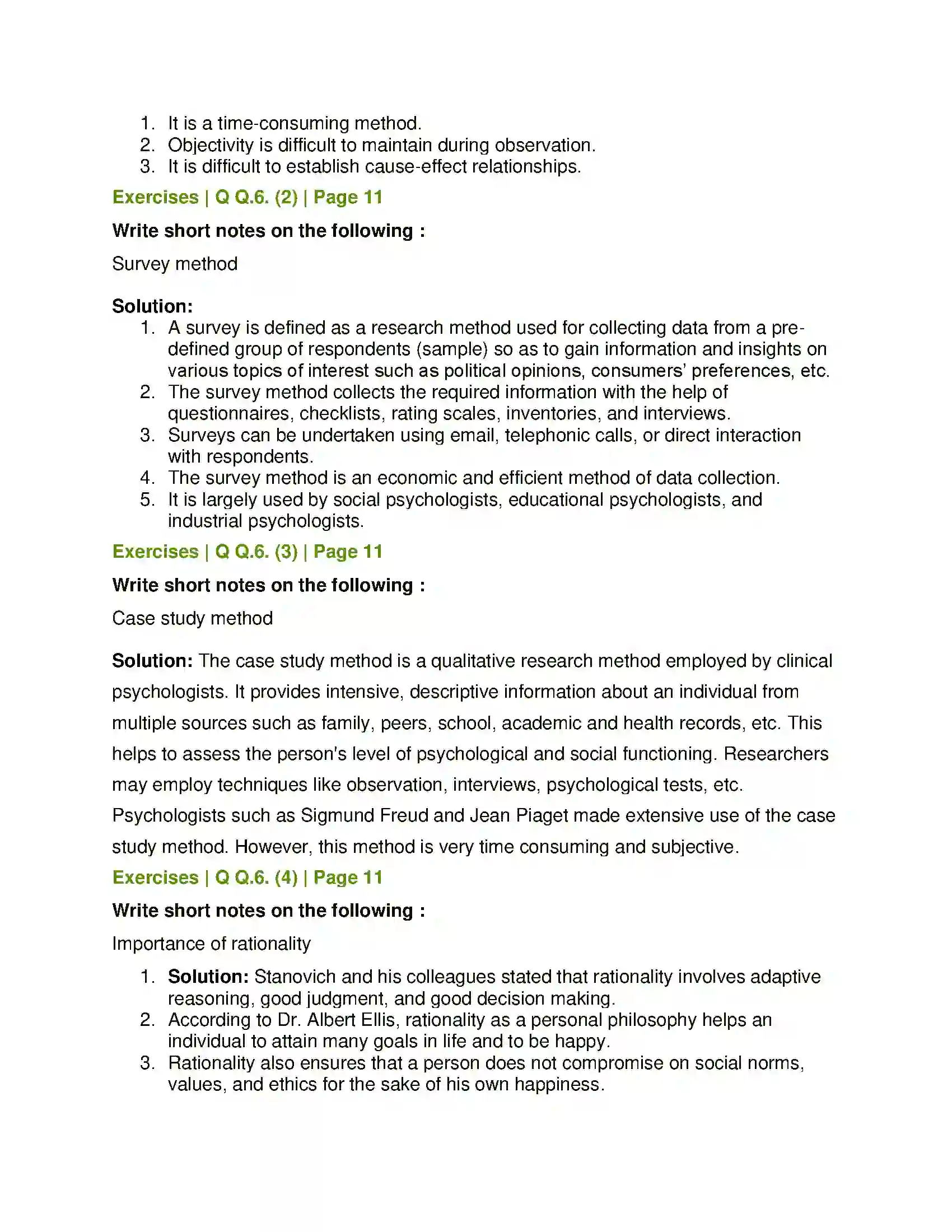 Maharashtra Board Class 12th Psychology Psychology - A Scientific Discipline Solution 4