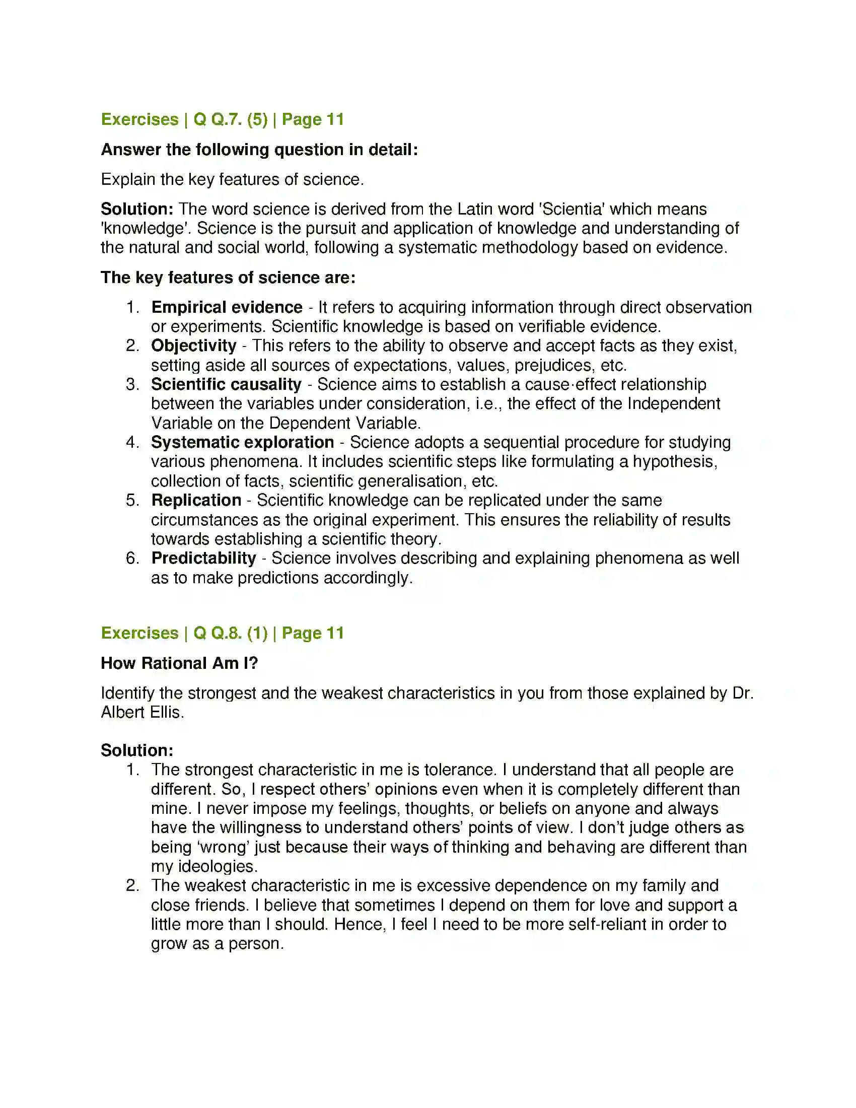 Maharashtra Board Class 12th Psychology Psychology - A Scientific Discipline Solution 7