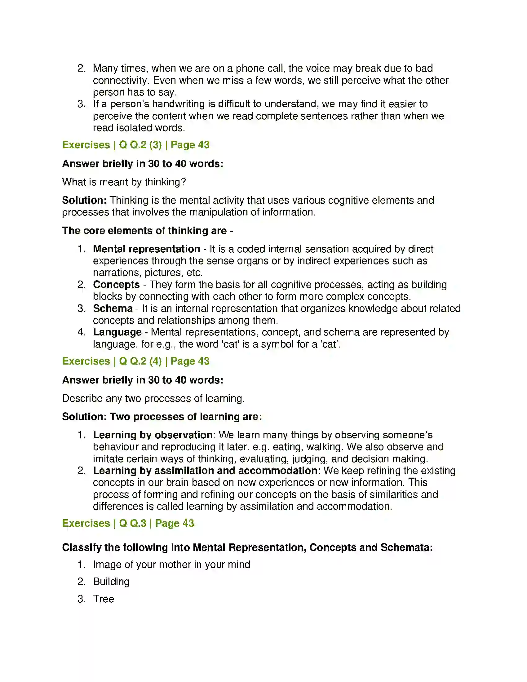 Maharashtra Board Class 12th Psychology Cognitive Processes Solution 3
