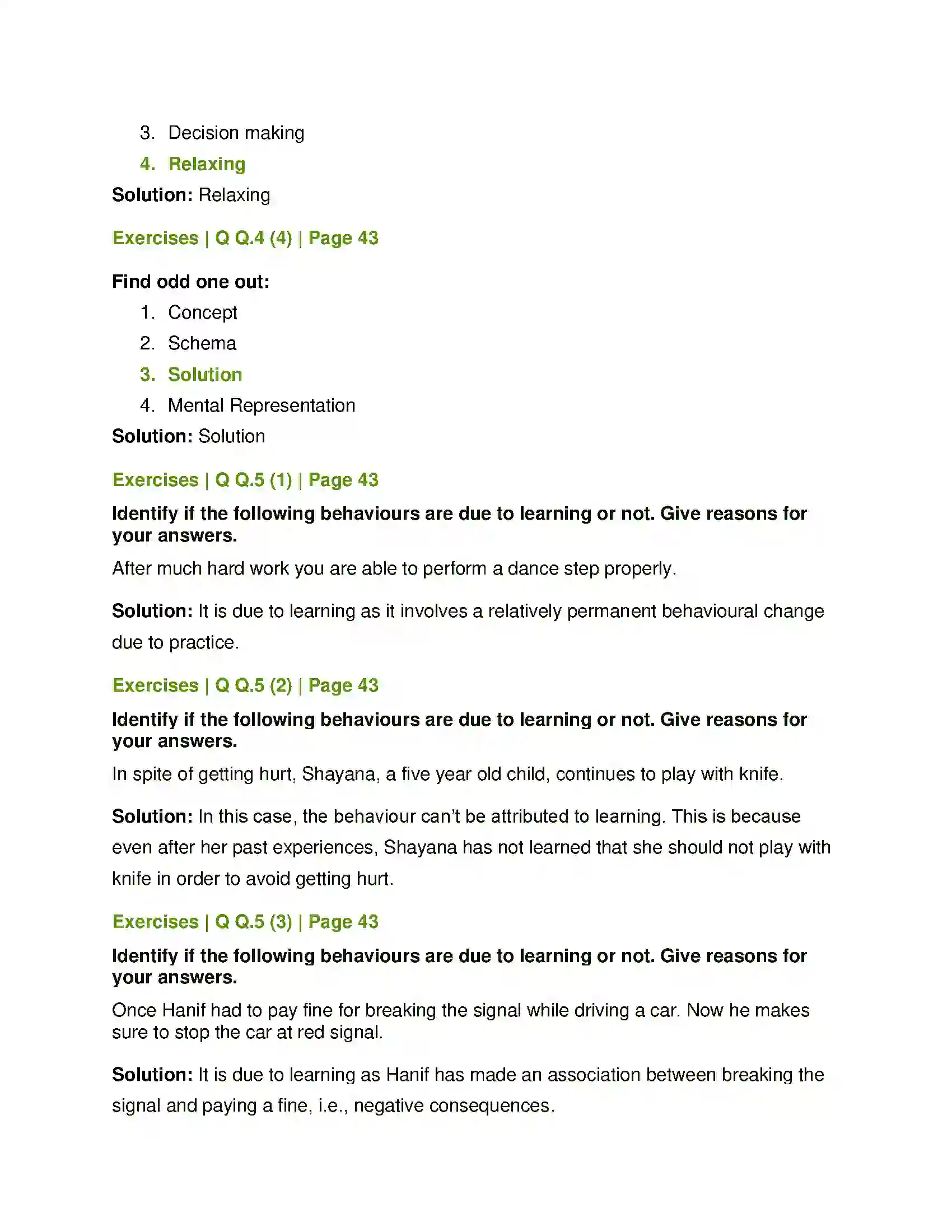 Maharashtra Board Class 12th Psychology Cognitive Processes Solution 5
