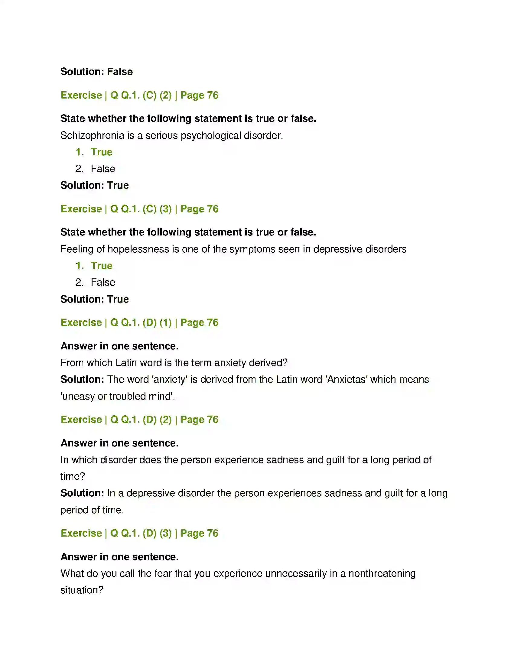 Maharashtra Board Class 12th Psychology Psychological Disorders Solution 3