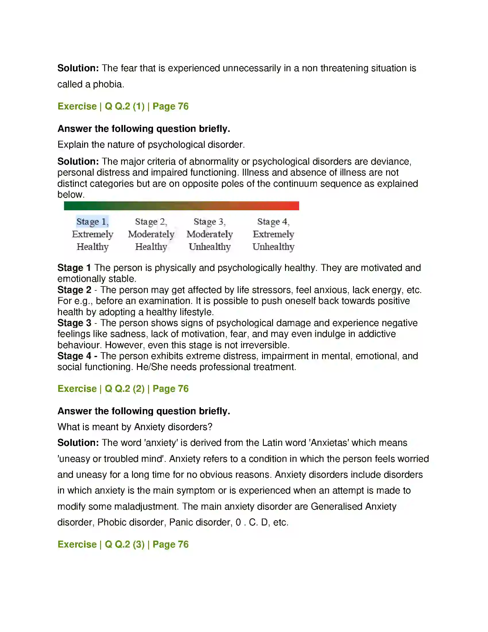 Maharashtra Board Class 12th Psychology Psychological Disorders Solution 4