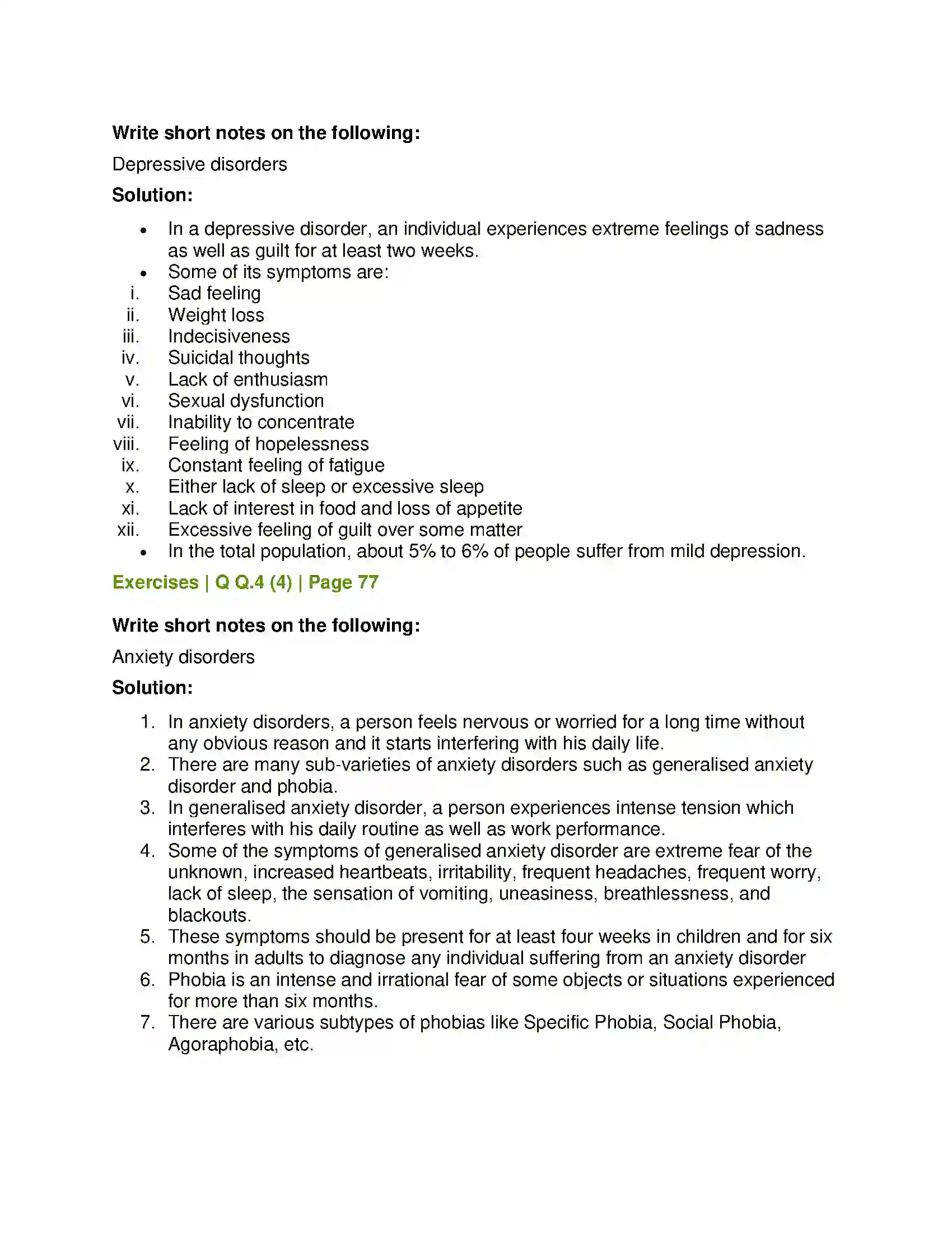 Maharashtra Board Class 12th Psychology Psychological Disorders Solution 9