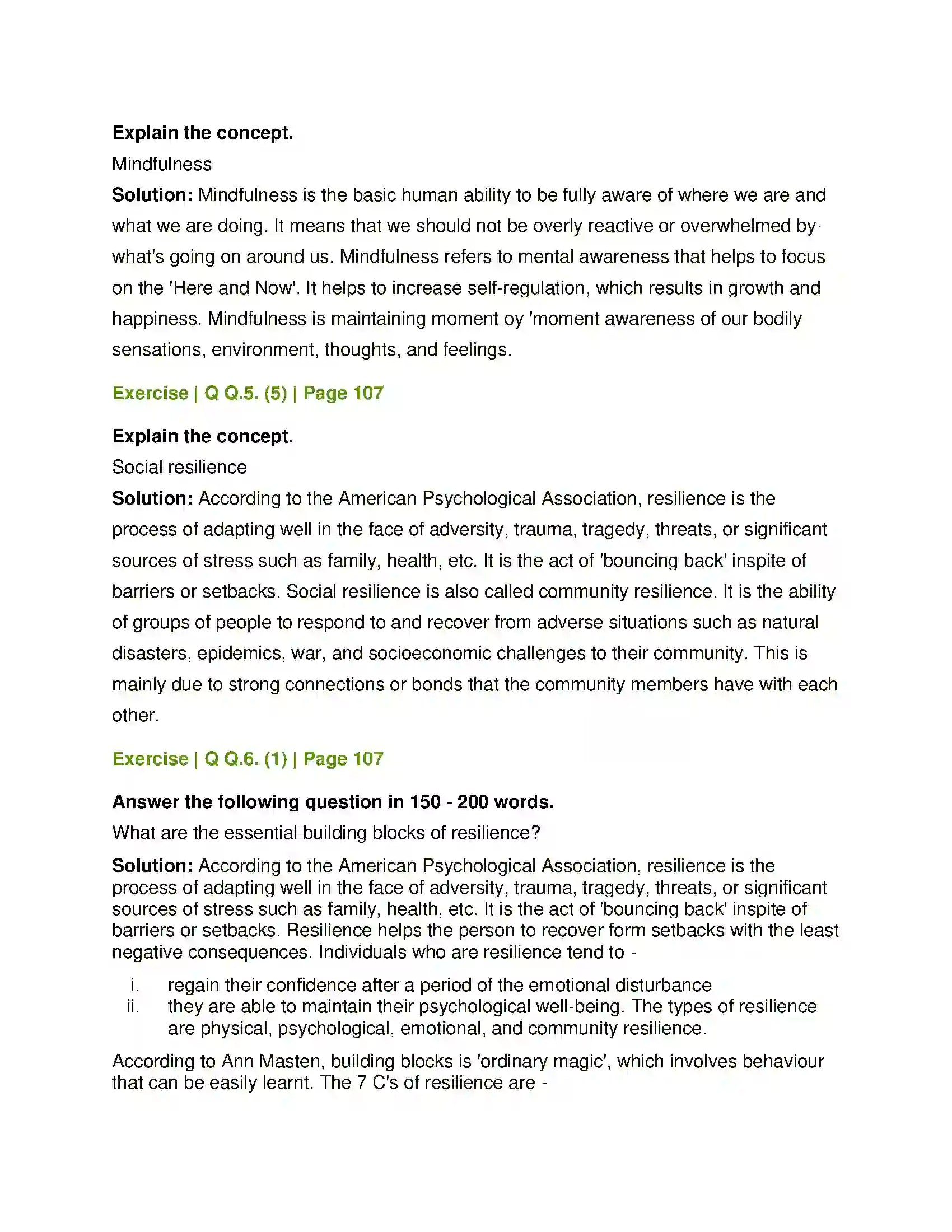 Maharashtra Board Class 12th Psychology Positive Psychology Solution 7