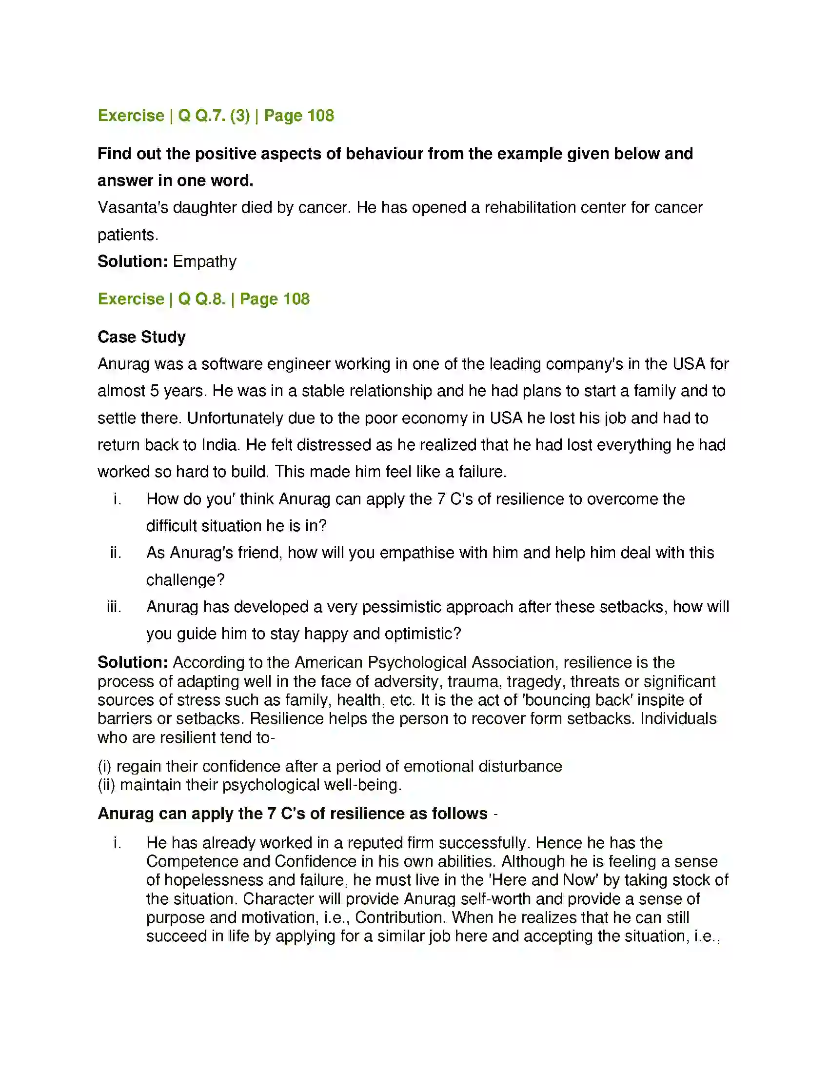 Maharashtra Board Class 12th Psychology Positive Psychology Solution 9
