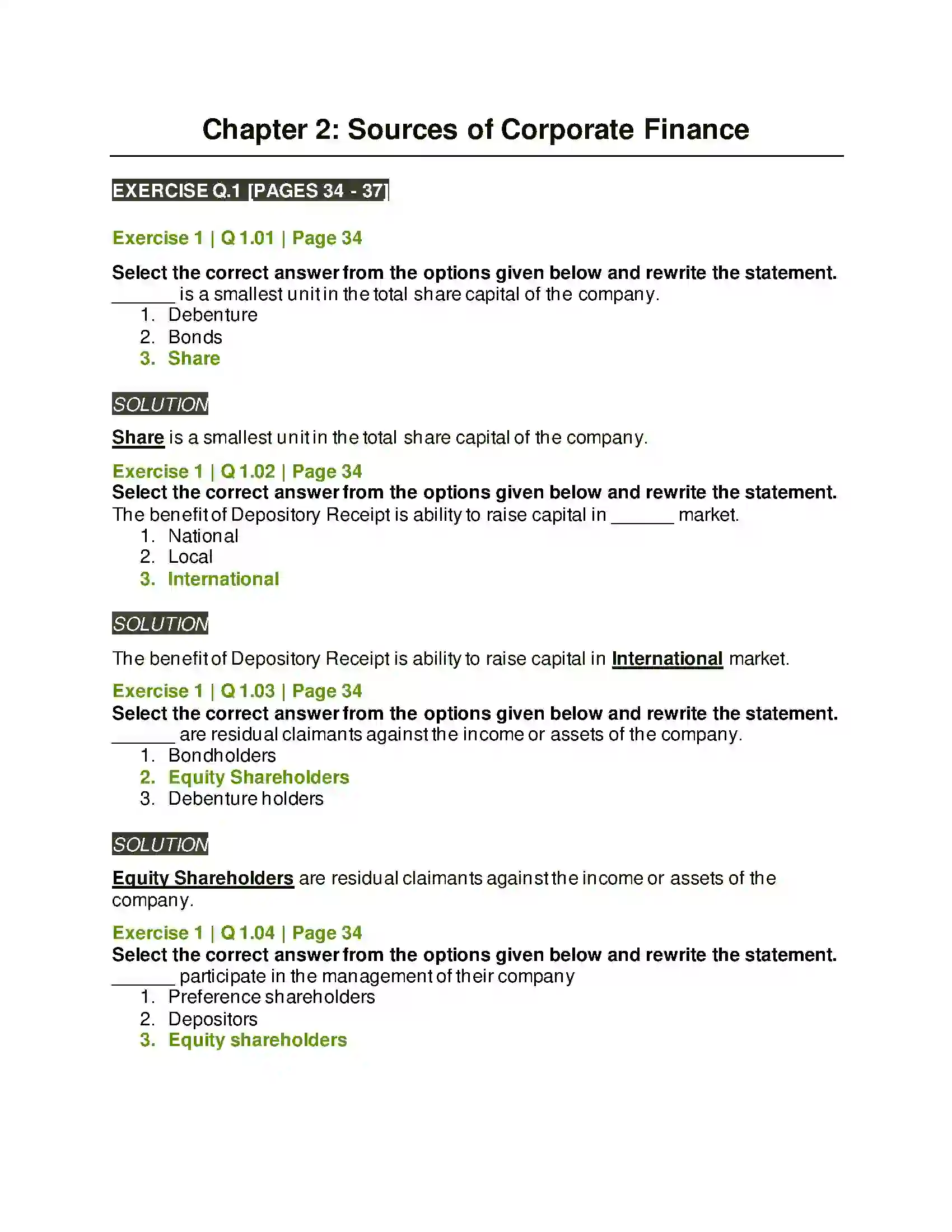 Maharashtra Board Class 12th Secretarial Practice Sources of Corporate Finance Solution 1
