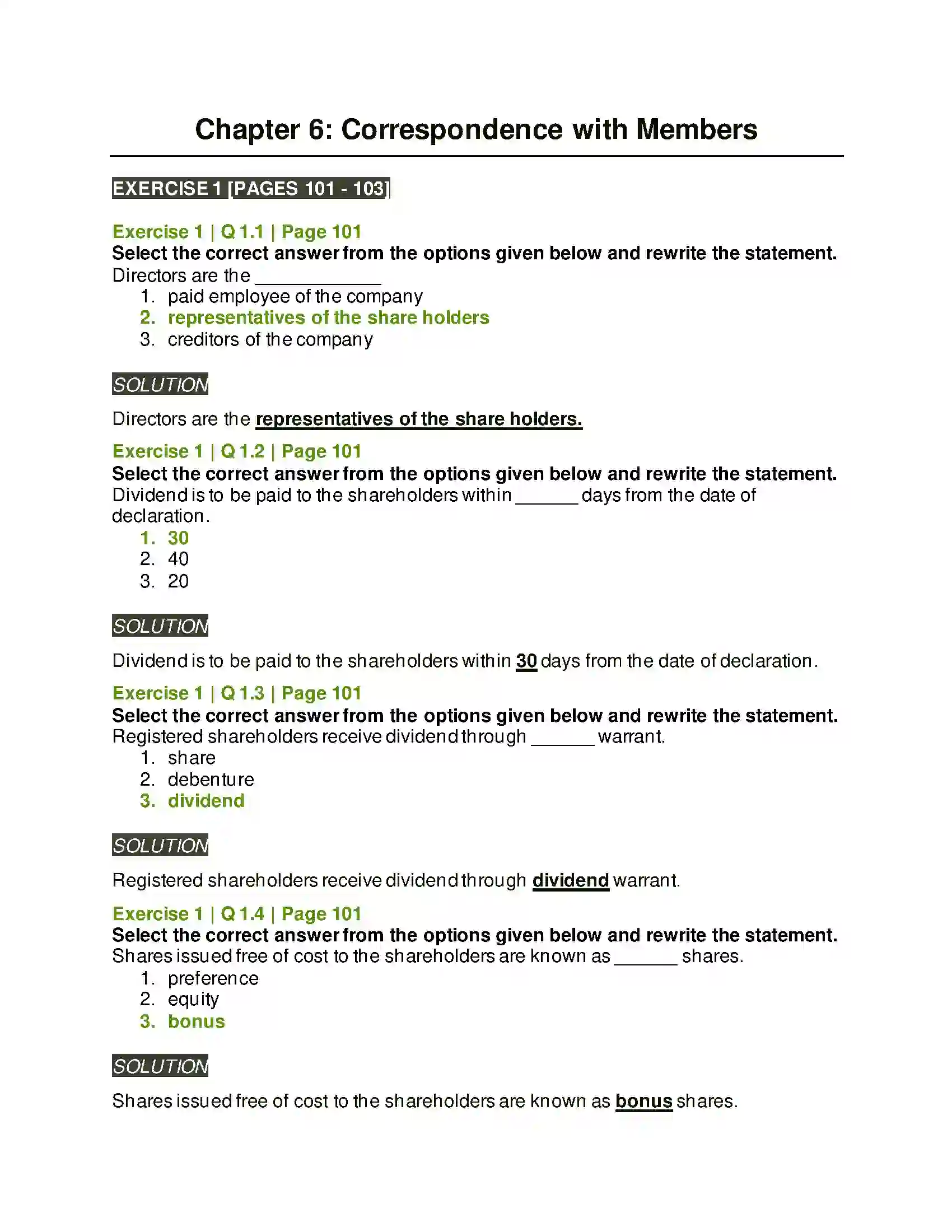 Maharashtra Board Class 12th Secretarial Practice Correspondence with Members Solution 1