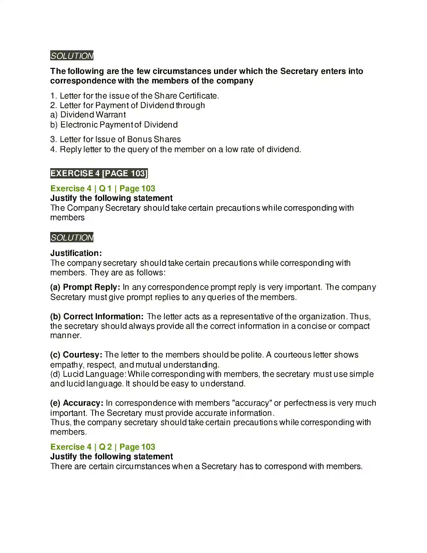 Maharashtra Board Class 12th Secretarial Practice Correspondence with Members Solution 13