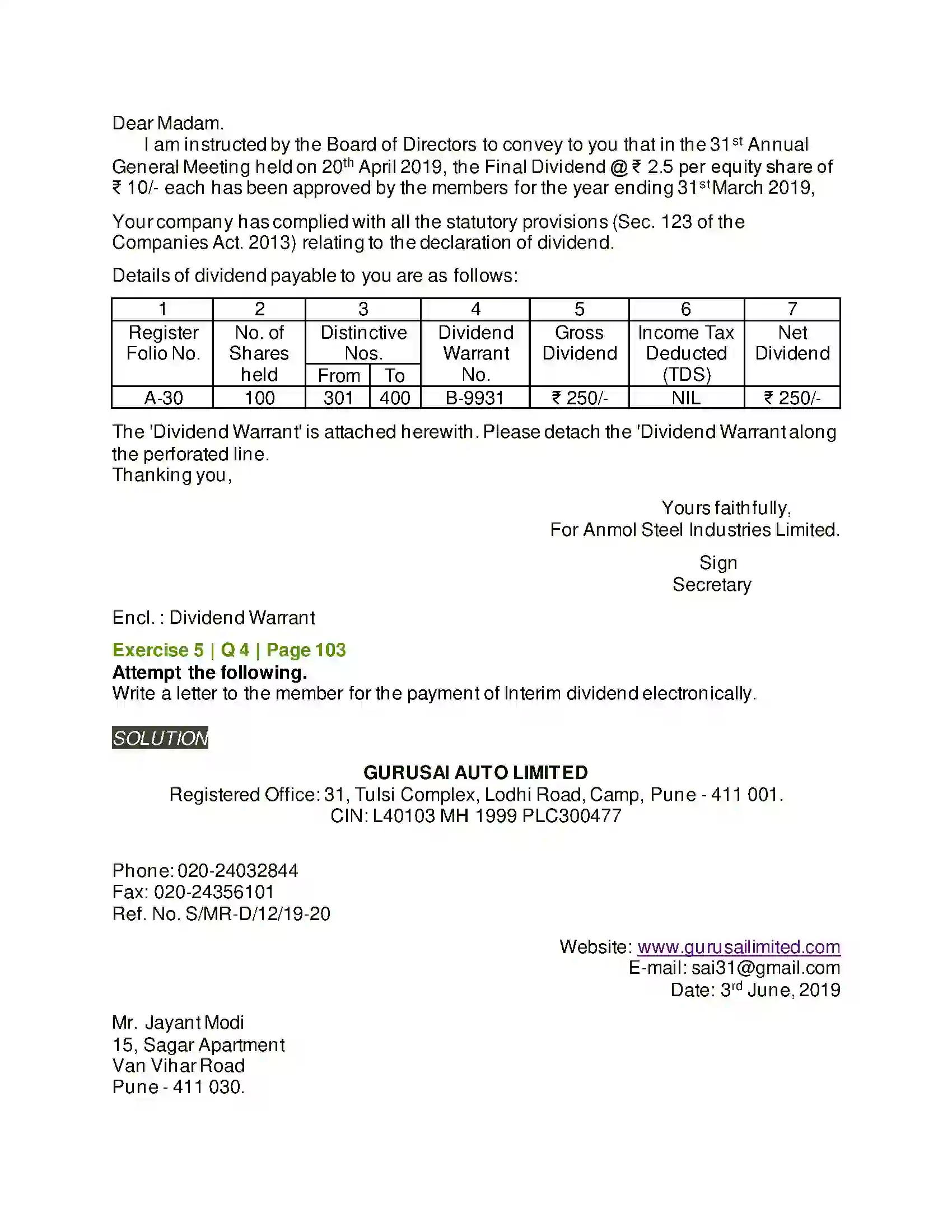 Maharashtra Board Class 12th Secretarial Practice Correspondence with Members Solution 17