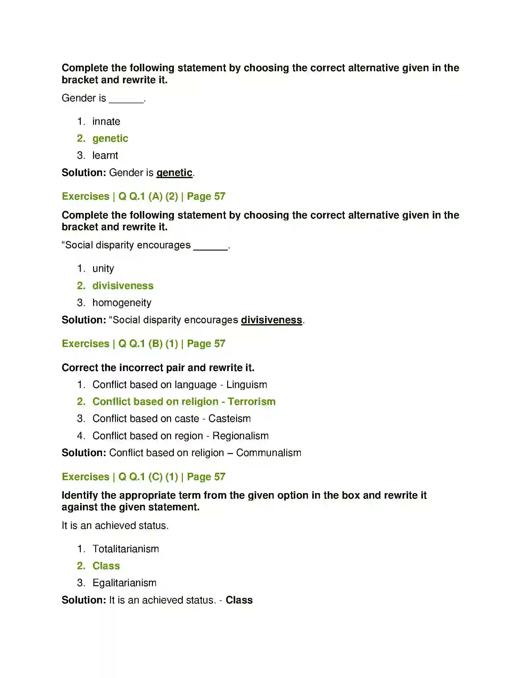 Maharashtra Board Class 12th Sociology - Understanding Indian Society Diversity and Unity in Indian Society Solution 2