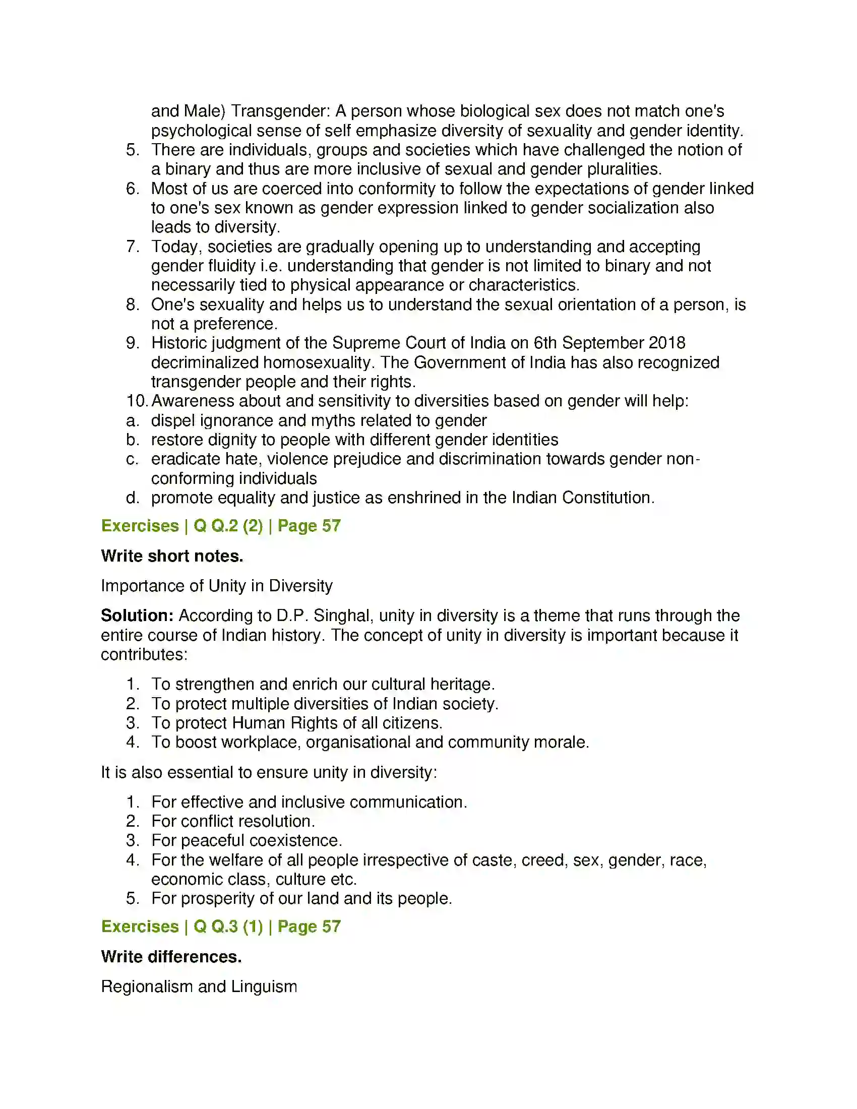 Maharashtra Board Class 12th Sociology - Understanding Indian Society Diversity and Unity in Indian Society Solution 4