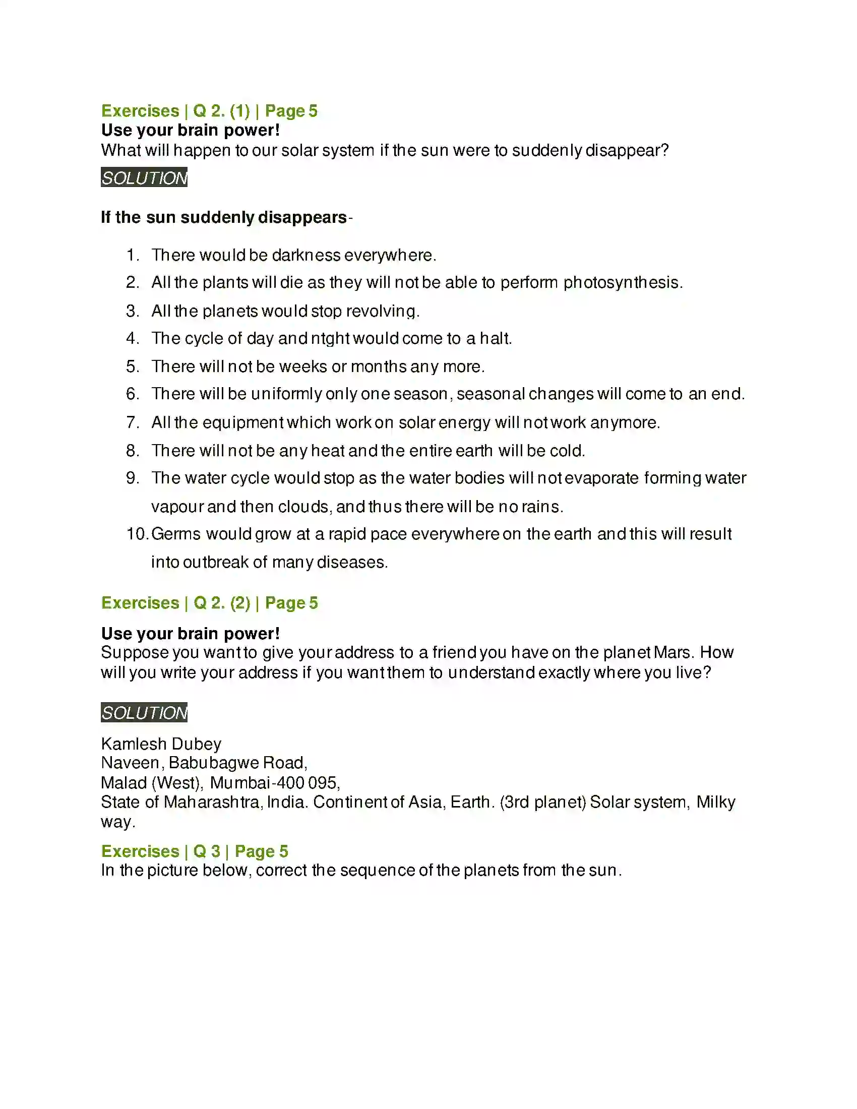 Maharashtra Board Class 5th Environmental Studies - 1 Our Earth and Our Solar System Solution 3