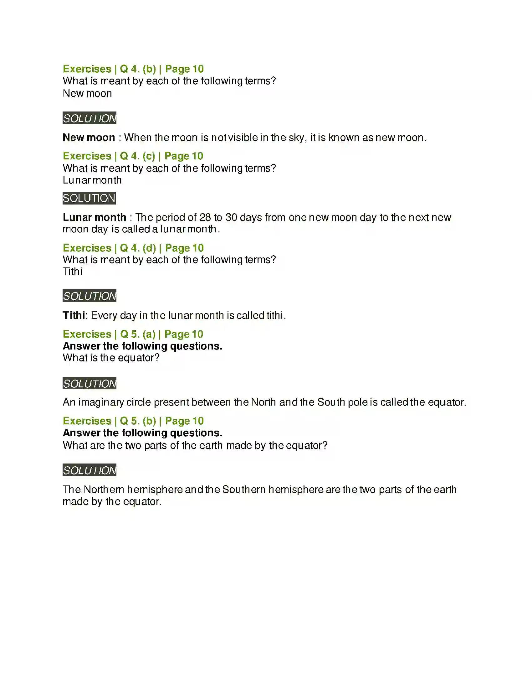 Maharashtra Board Class 5th Environmental Studies - 1 Motions of the Earth Solution 3