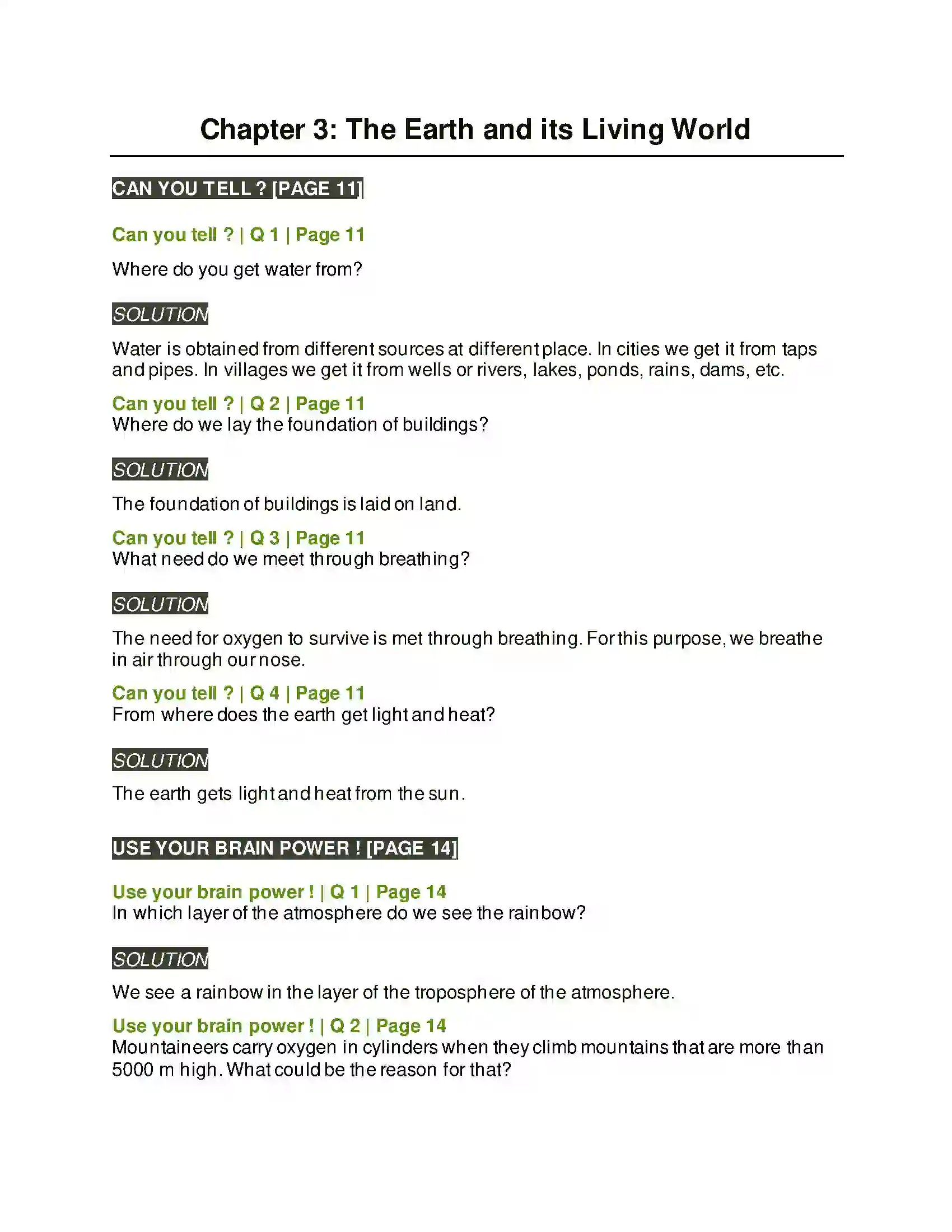 Maharashtra Board Class 5th Environmental Studies - 1 The Earth and Its Living World Solution 1