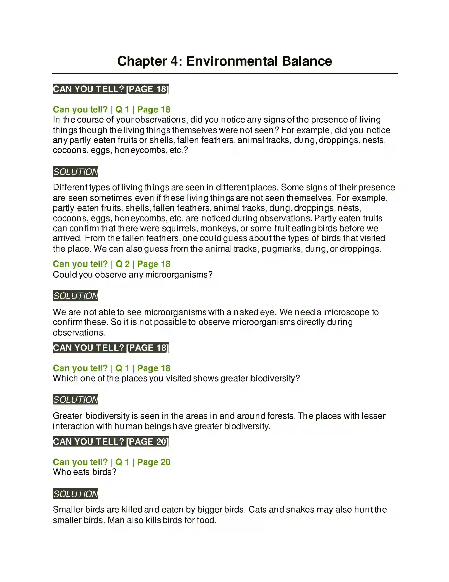 Maharashtra Board Class 5th Environmental Studies - 1 Environmental Balance Solution 1