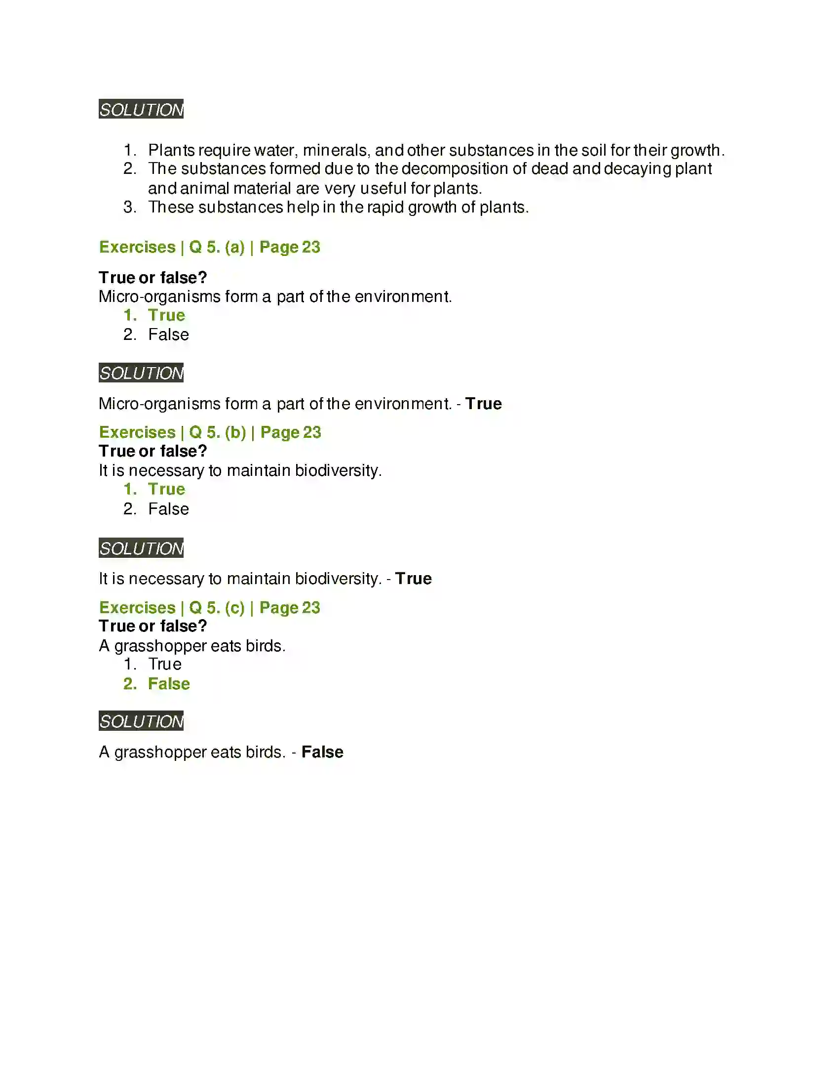 Maharashtra Board Class 5th Environmental Studies - 1 Environmental Balance Solution 5