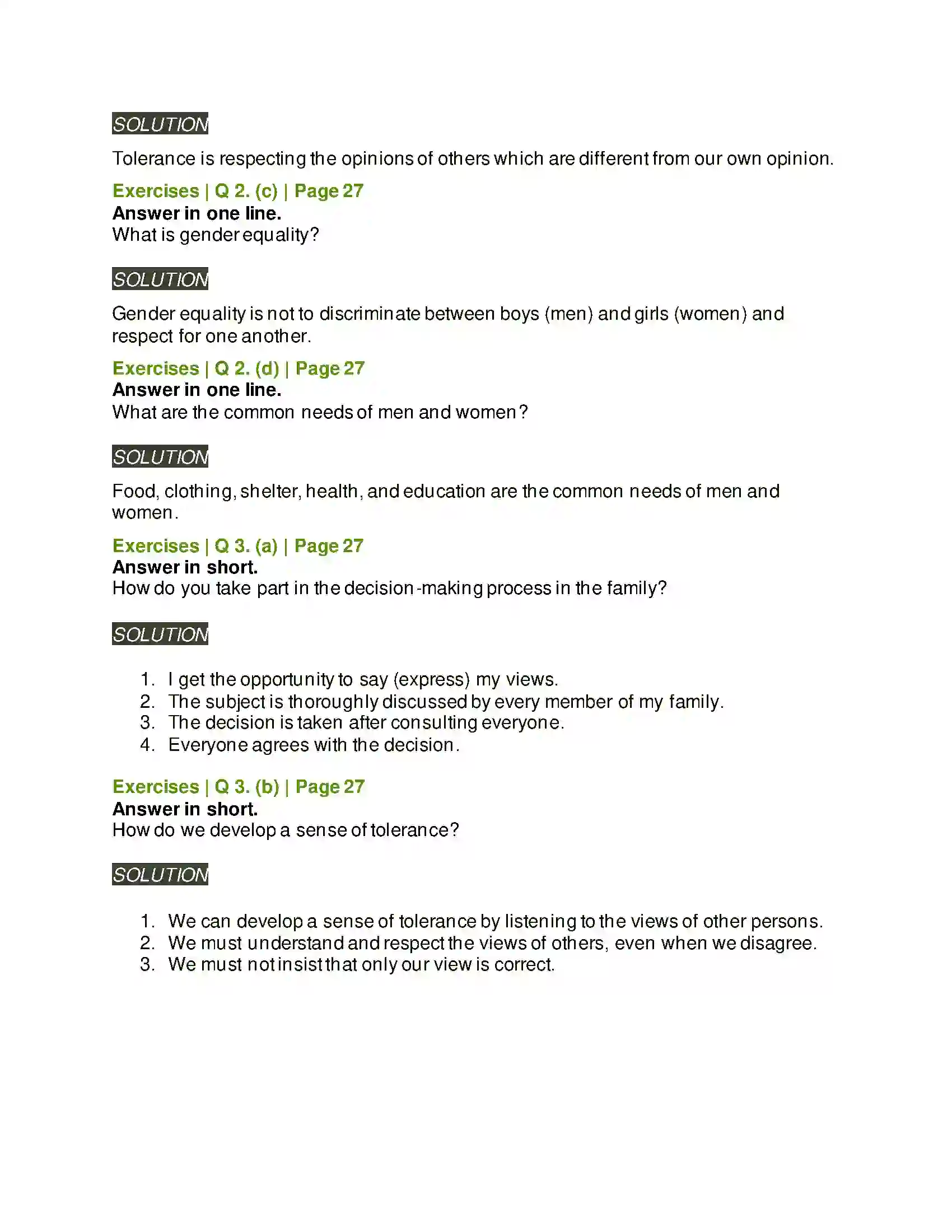Maharashtra Board Class 5th Environmental Studies - 1 Family Values Solution 2