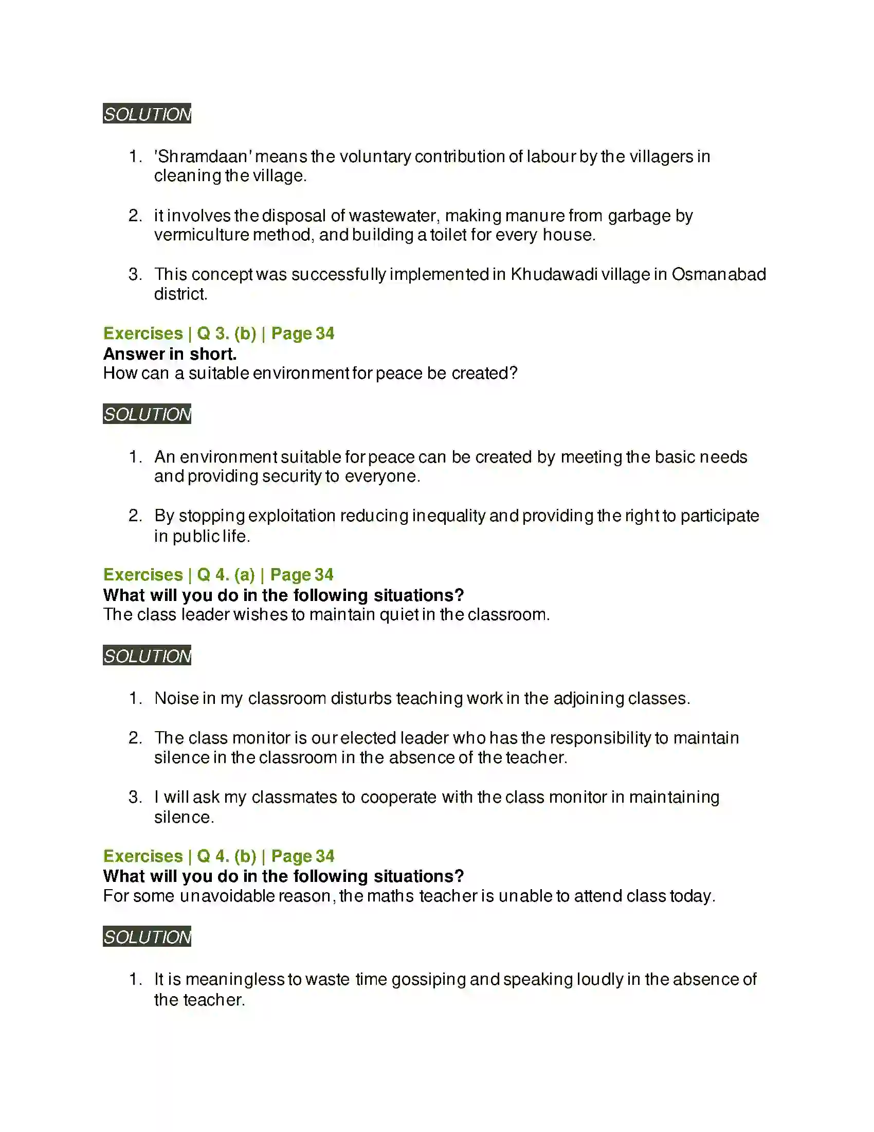 Maharashtra Board Class 5th Environmental Studies - 1 Let Us Solve Our Own Problems Solution 2