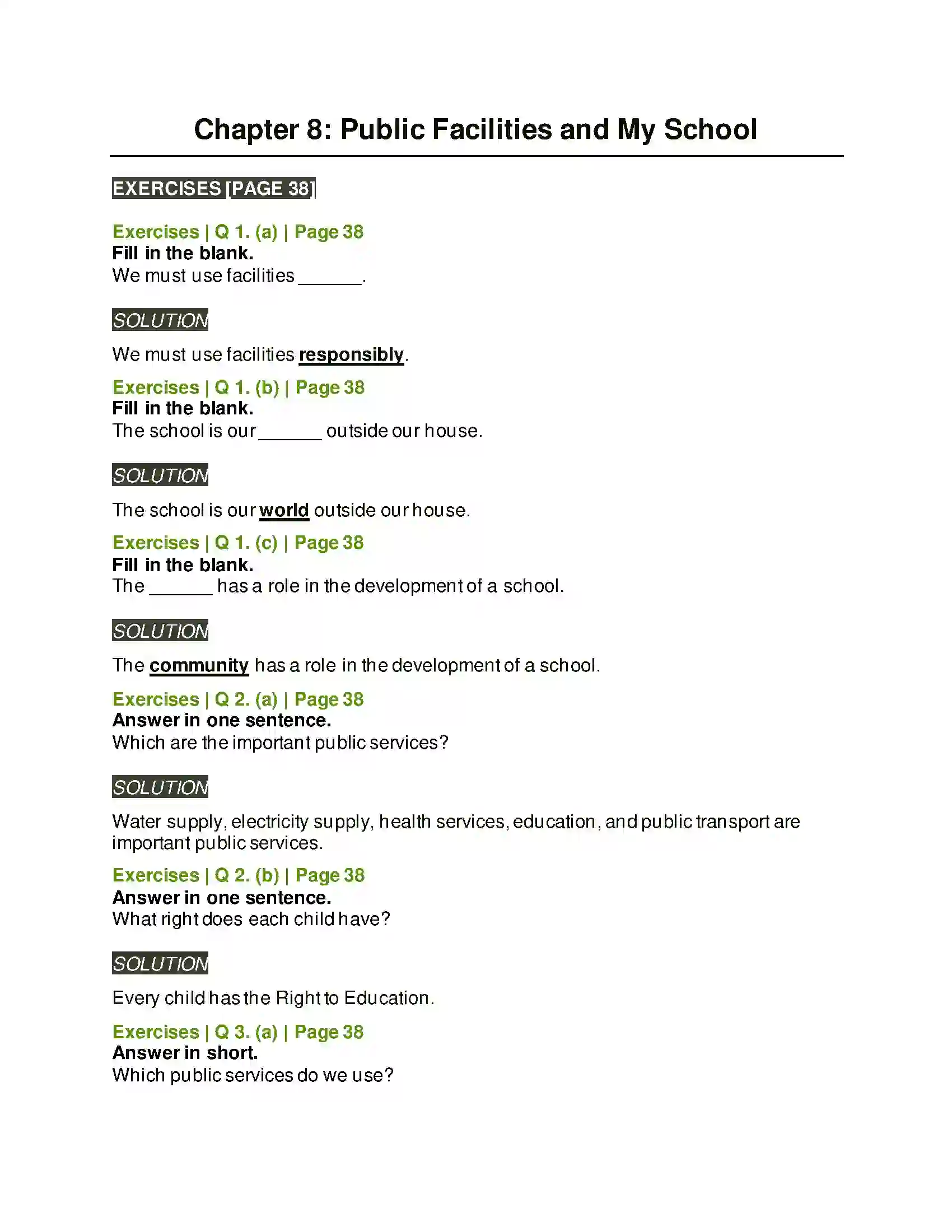 Maharashtra Board Class 5th Environmental Studies - 1 Public Facilities and My School Solution 1