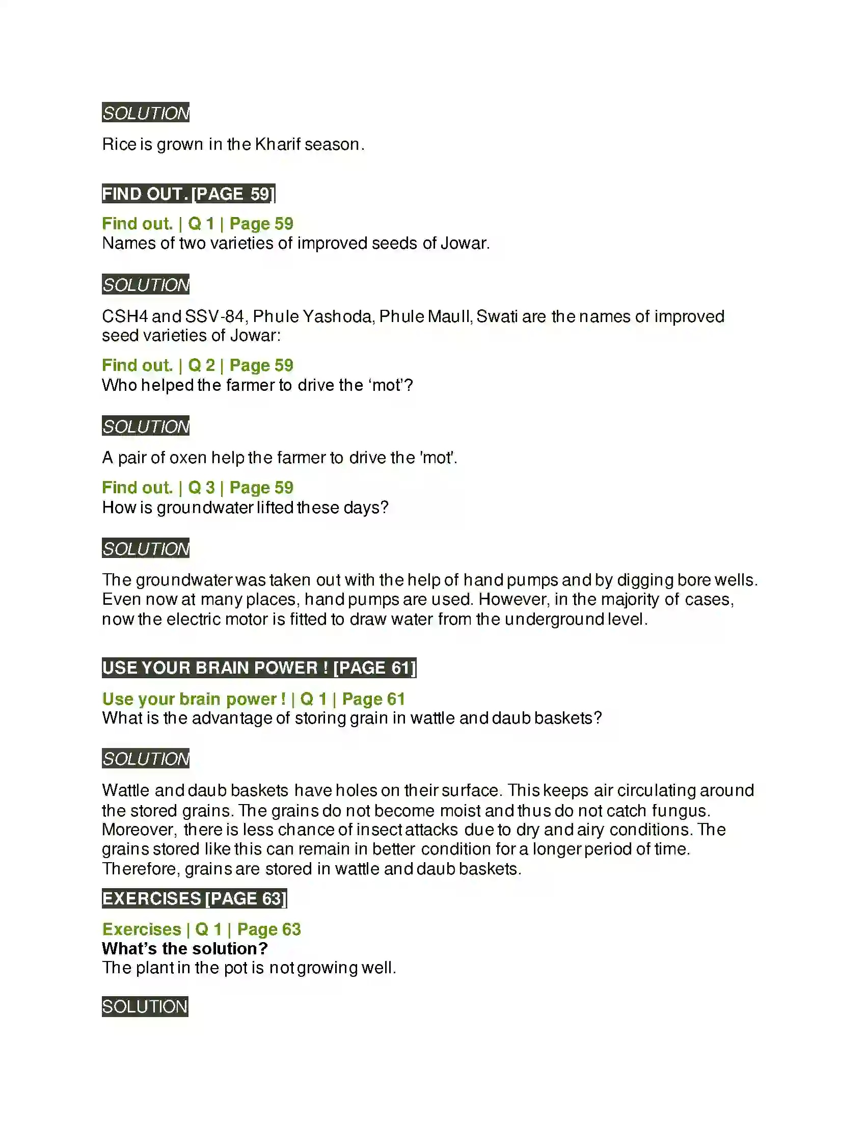 Maharashtra Board Class 5th Environmental Studies - 1 Food for All Solution 2