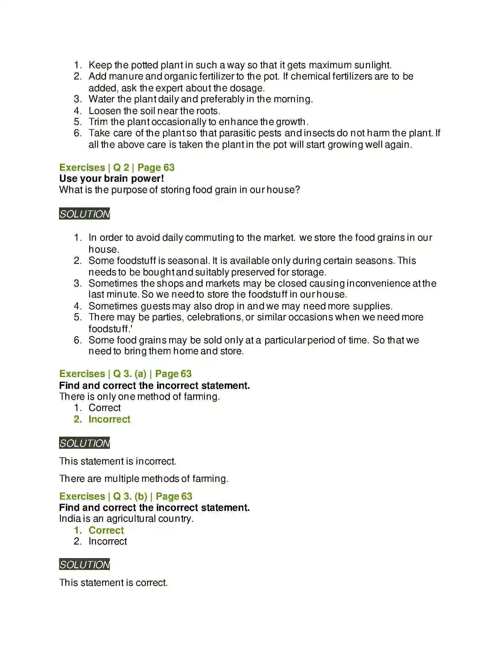 Maharashtra Board Class 5th Environmental Studies - 1 Food for All Solution 3