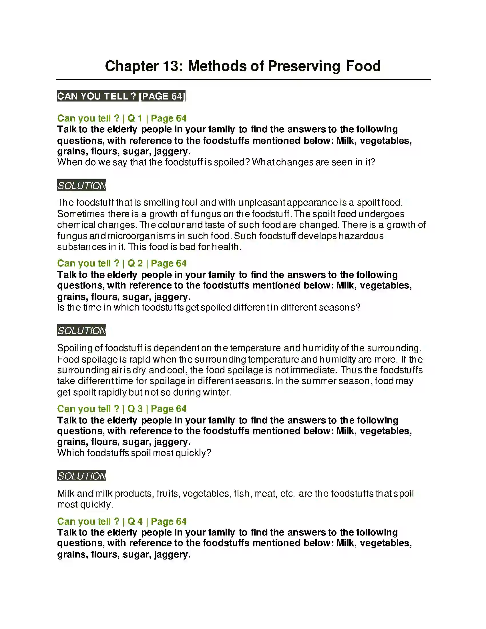 Maharashtra Board Class 5th Environmental Studies - 1 Methods of Preserving Food Solution 1