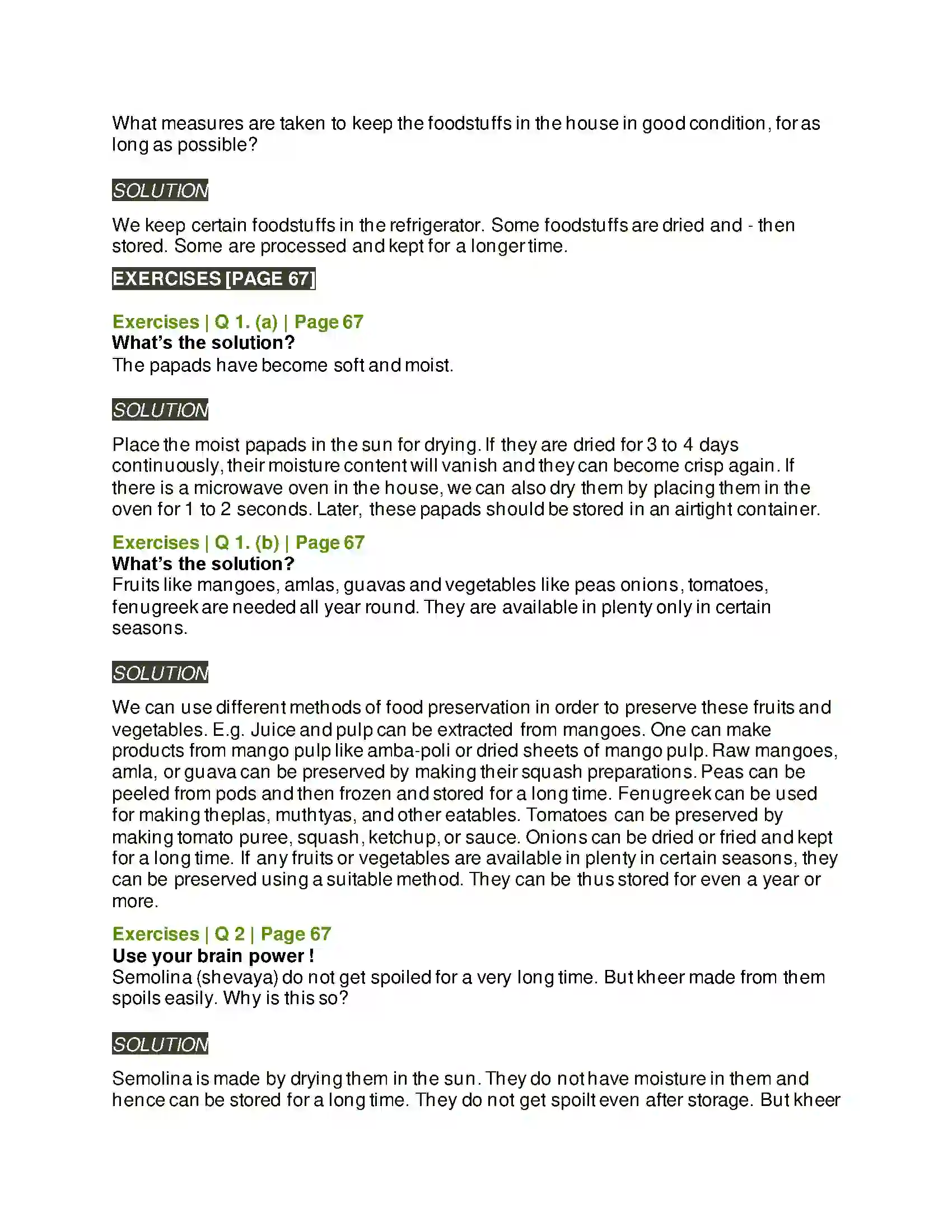 Maharashtra Board Class 5th Environmental Studies - 1 Methods of Preserving Food Solution 2