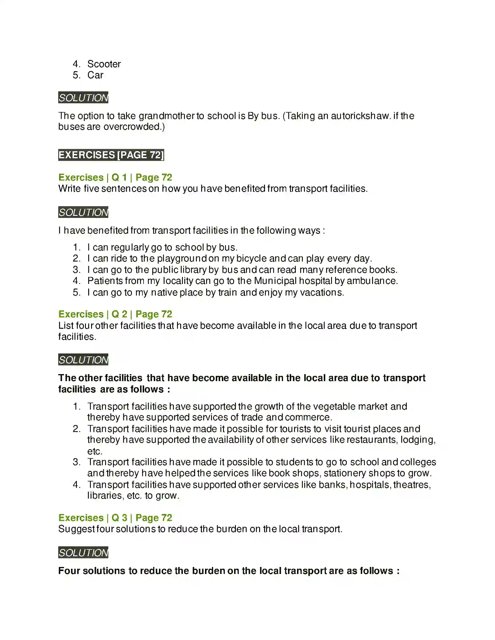 Maharashtra Board Class 5th Environmental Studies - 1 Transport Solution 4