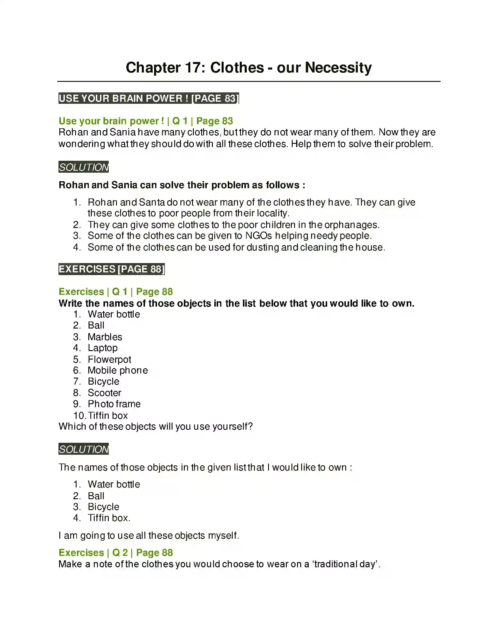 Maharashtra Board Class 5th Environmental Studies - 1 Clothes - Our Necessity Solution 1