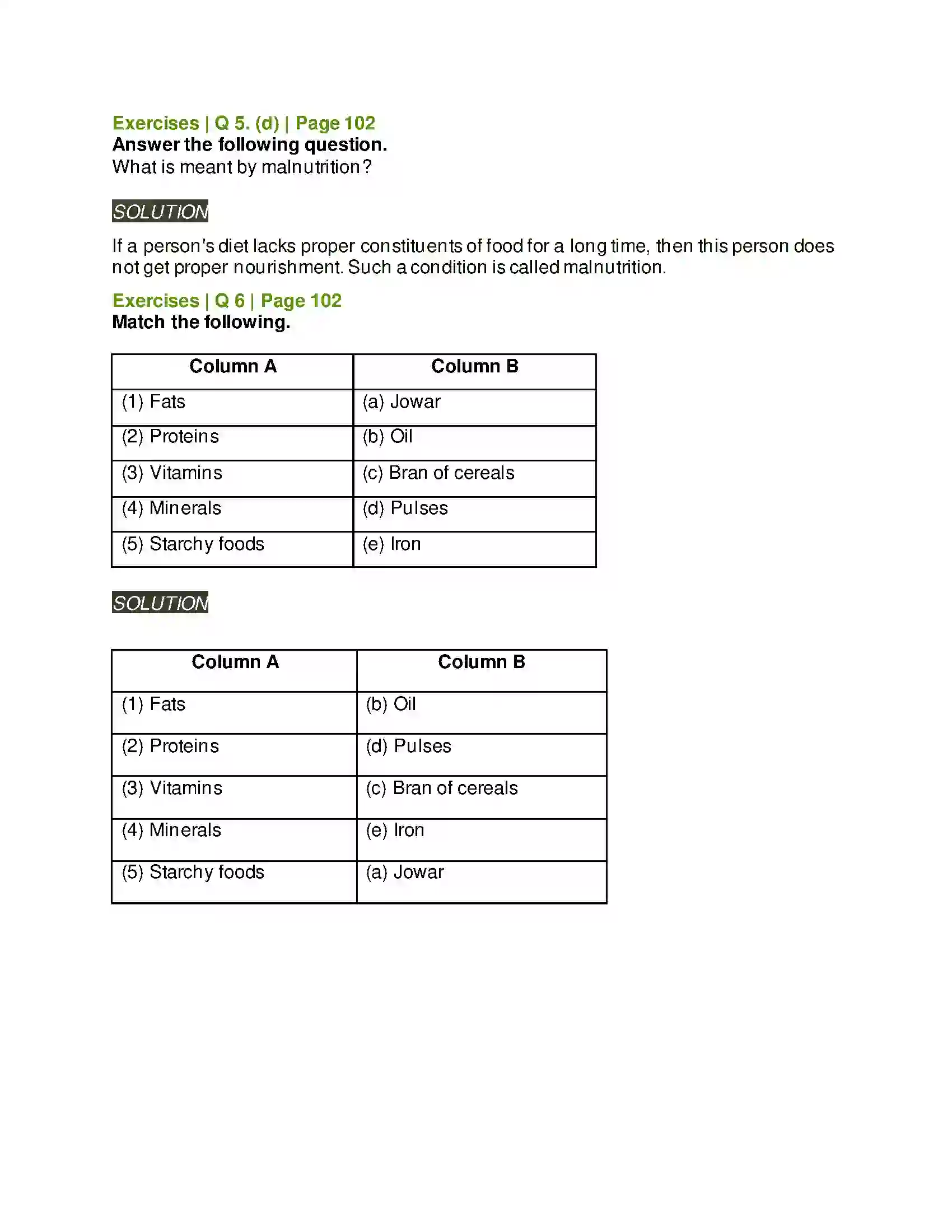 Maharashtra Board Class 5th Environmental Studies - 1 Constituents of Food Solution 6