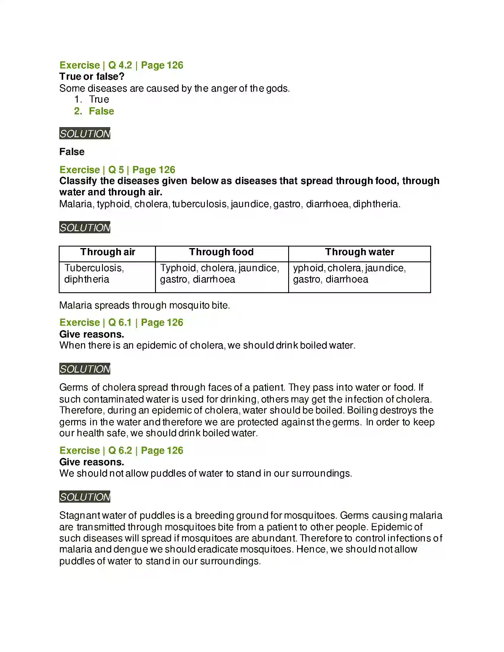Maharashtra Board Class 5th Environmental Studies - 1 Infectious Diseases & How to Prevent Them Solution 5