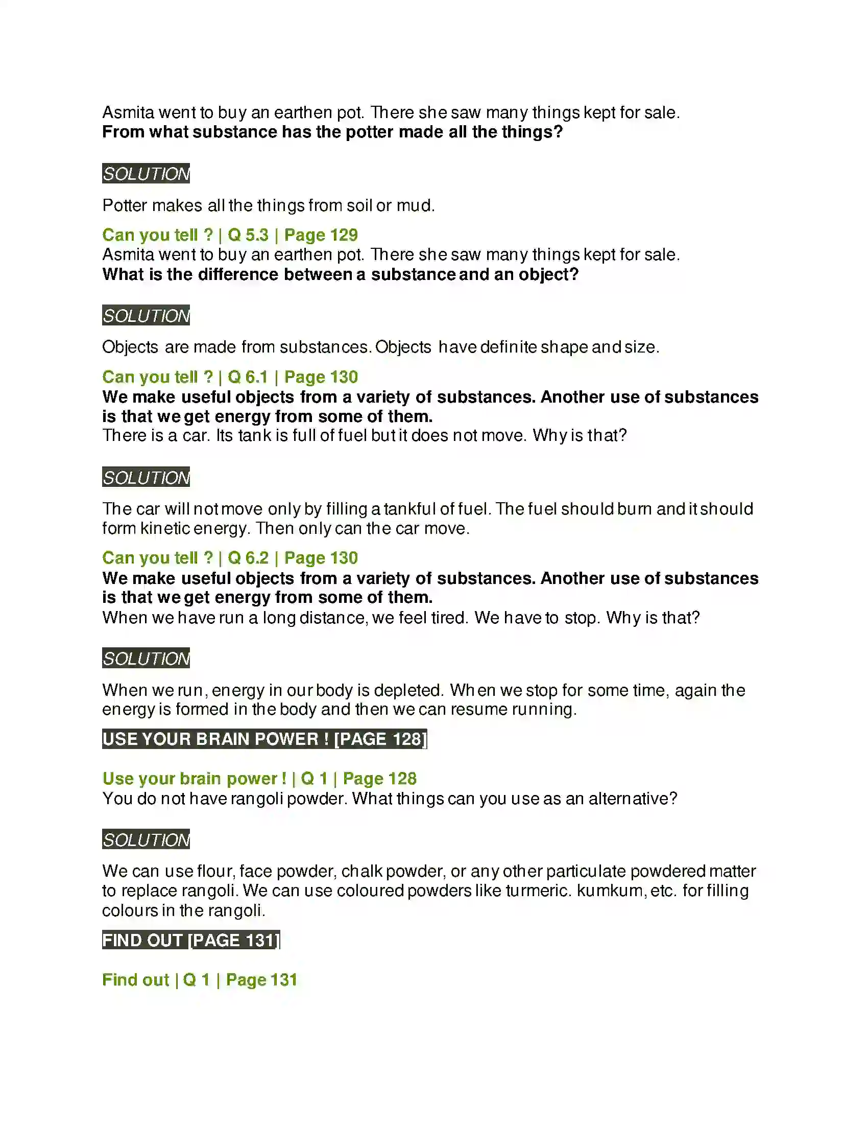 Maharashtra Board Class 5th Environmental Studies - 1 Substances, Objects and Energy Solution 2