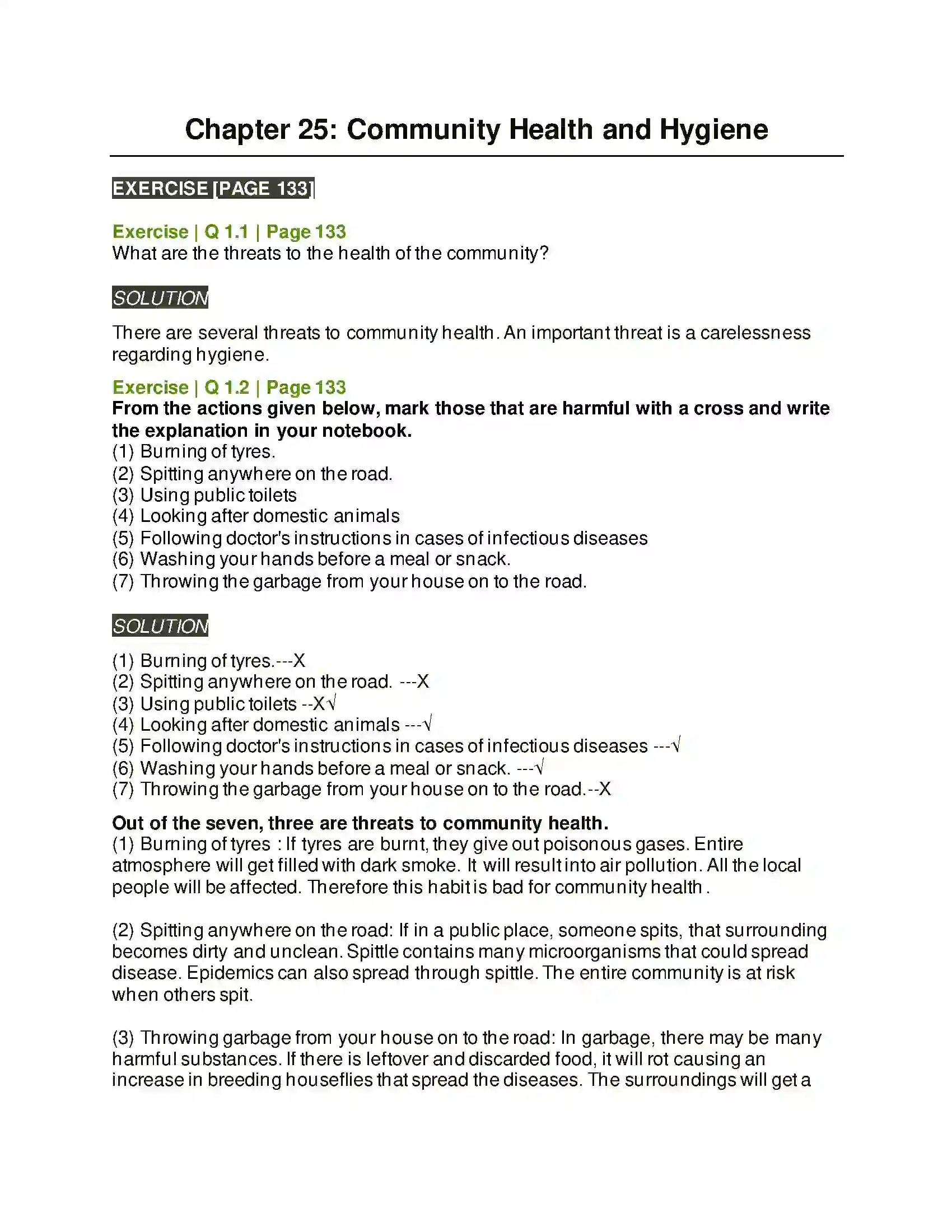 Maharashtra Board Class 5th Environmental Studies - 1 Community Health and Hygiene Solution 1