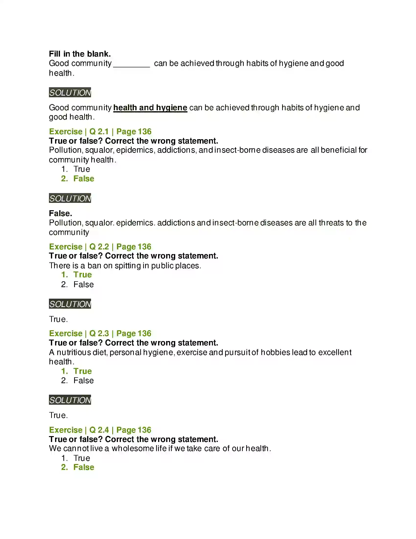 Maharashtra Board Class 5th Environmental Studies - 1 Community Health and Hygiene Solution 3
